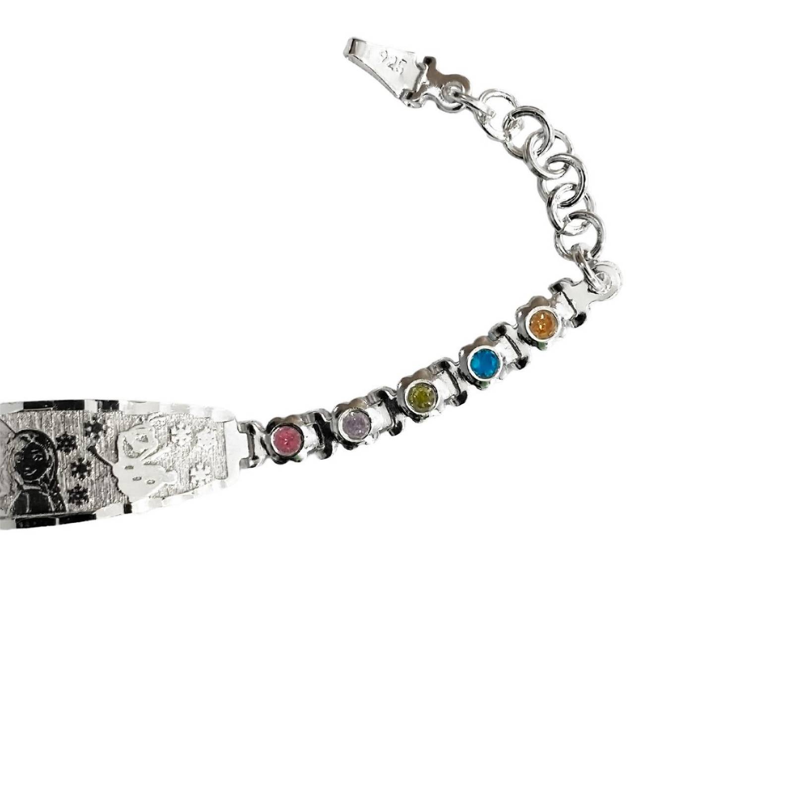 Pulsera Ajustable Para Niño Niña Zirconias Regalo Plata 925 15 cm x 3 mm Crema Largo / Ancho 15 cm x 3 mm