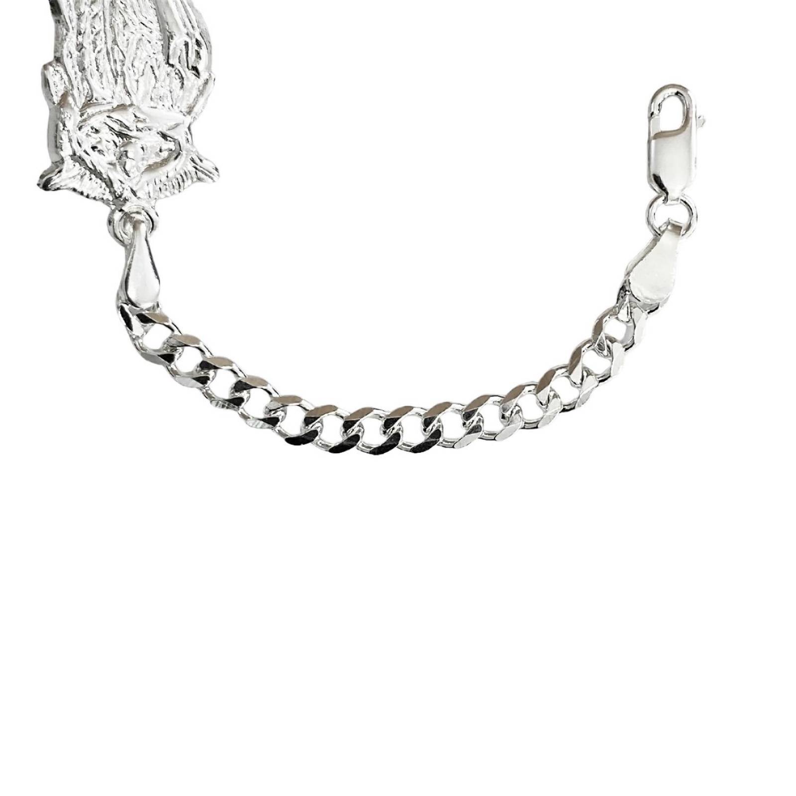 Pulsera Virgen Guadalupe Lisa Esclava Plata Solida Ley 925 17.5 cm x 4 mm Plateado Largo / Ancho 17.5 cm x 4 mm