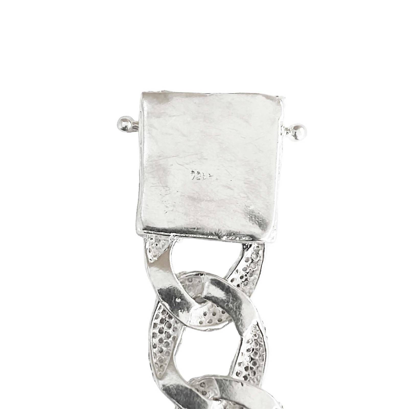 Pulsera Esclava Cubana Diamantes HipHop Plata 925 1.6 cm 24 cm x 1.6 cm Blanco Largo / Ancho 24 cm x 1.6 cm