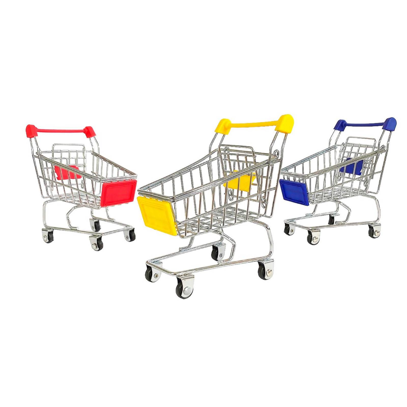 Juguete Decorativo Mini Carrito De Compras Supermercado Amarillo Chico