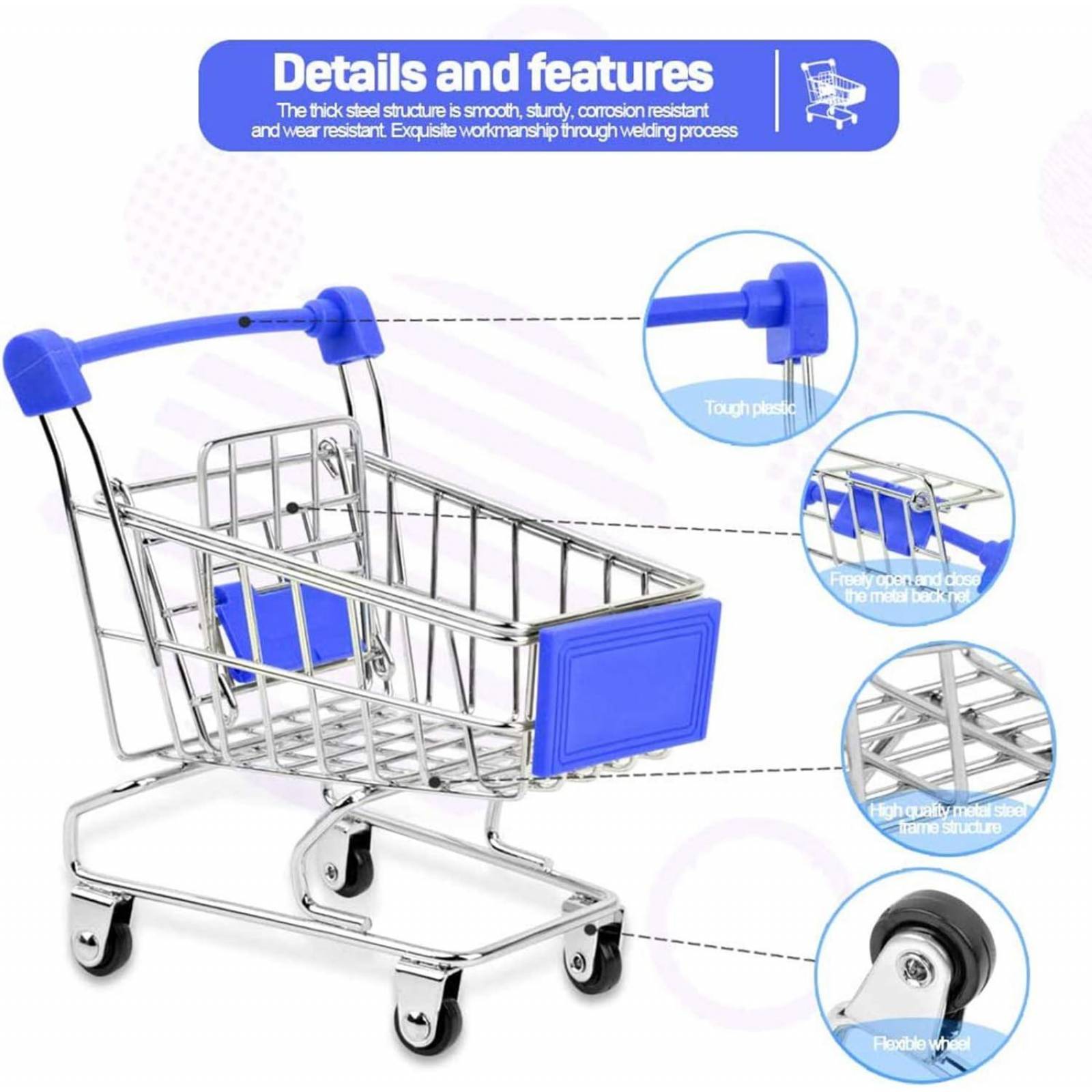 Juguete Decorativo Mini Carrito De Compras Supermercado Amarillo Chico