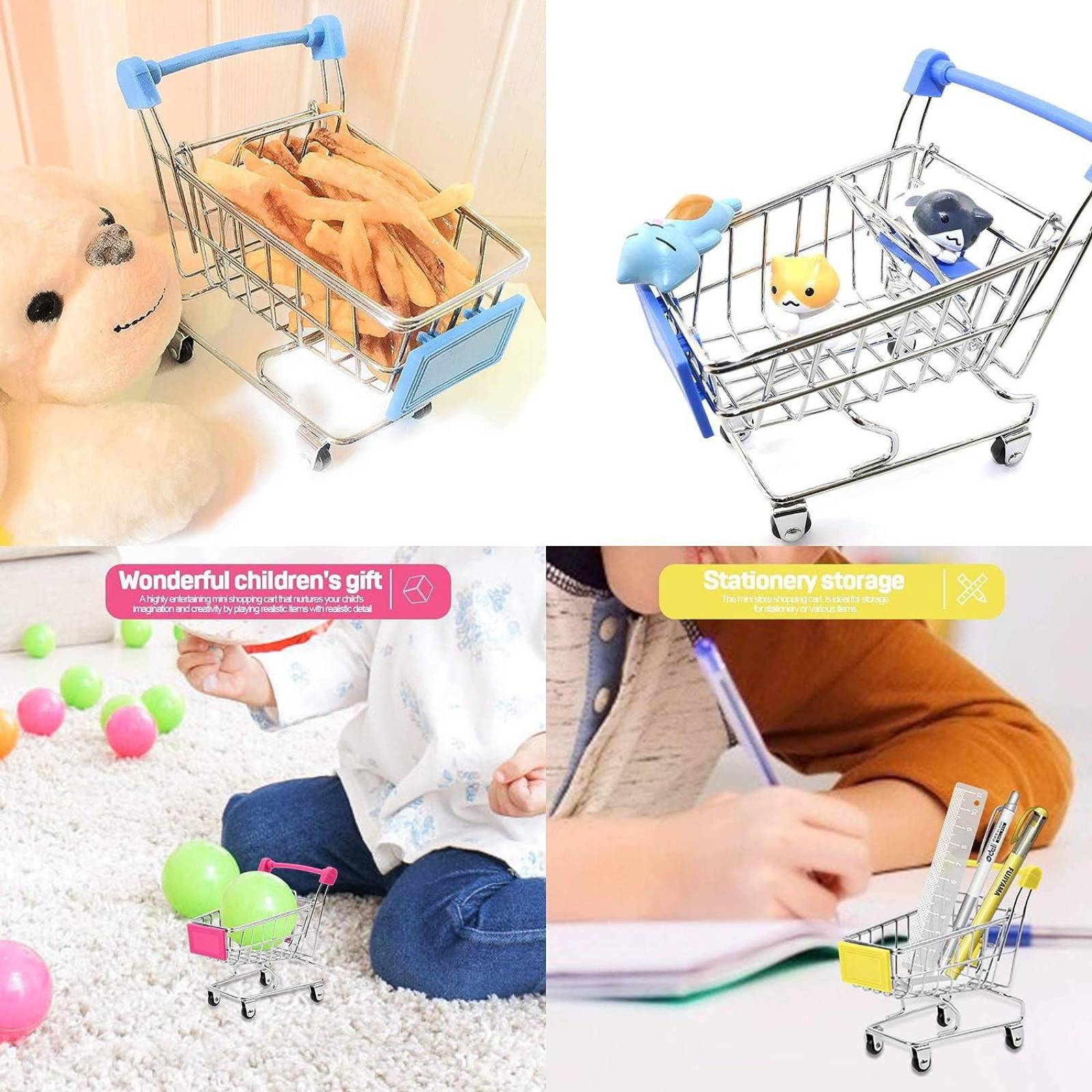 Juguete Decorativo Mini Carrito De Compras Supermercado Amarillo Chico