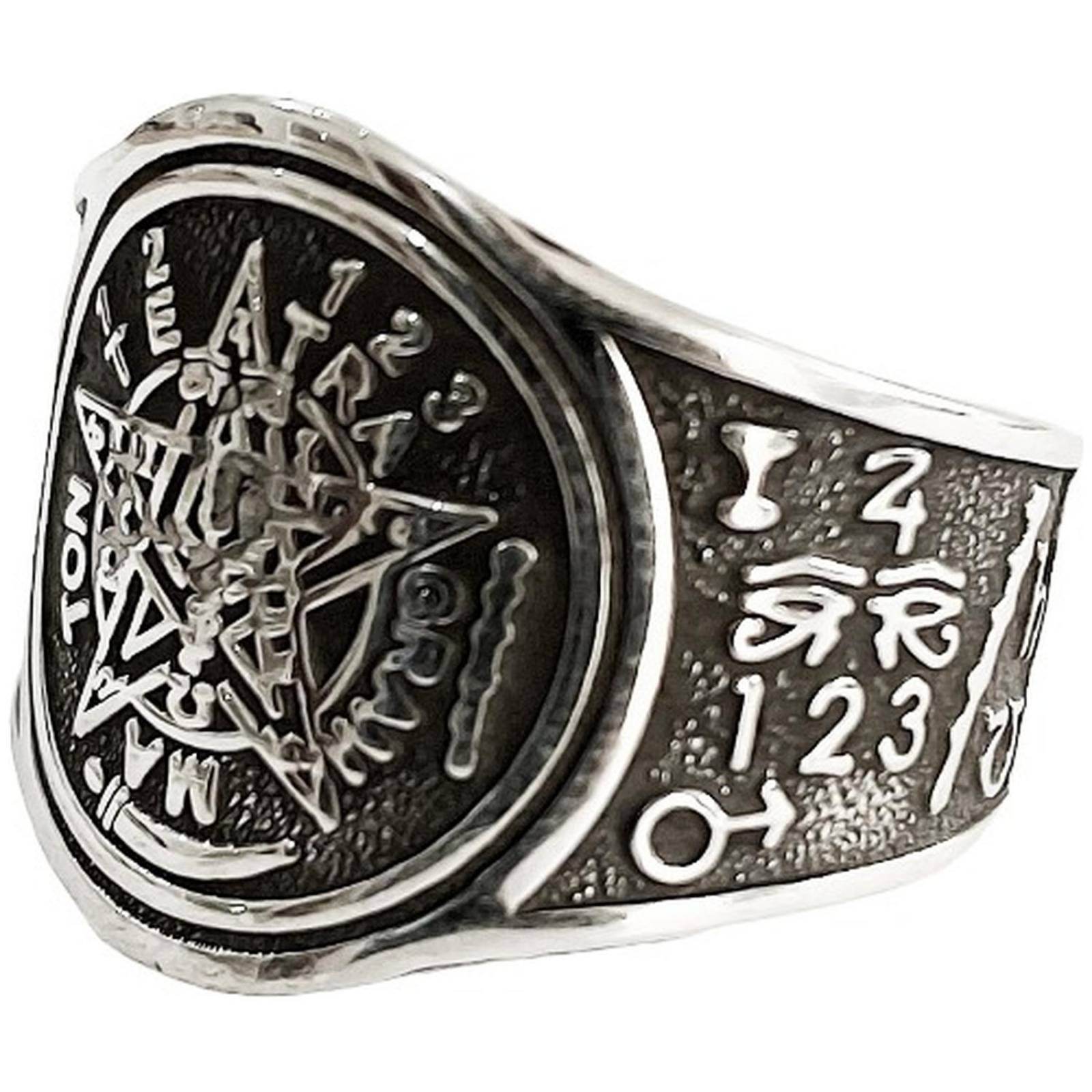 Anillo Tetragramaton Pavonado Plata Solida Ley .925 8 Plateado
