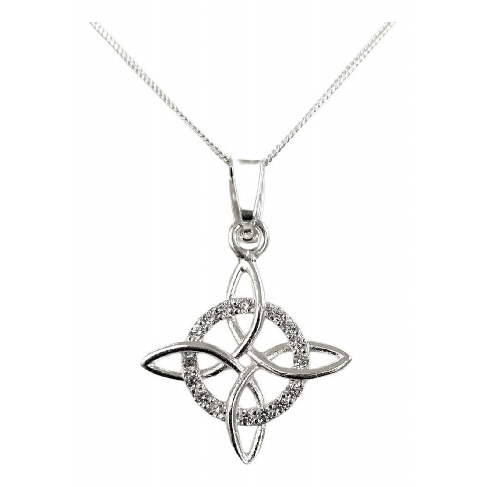 Dijes Nudo De Bruja En Plata Solida 925 + Cadena Plata 925 Blanco con Barbada 3.2 cm