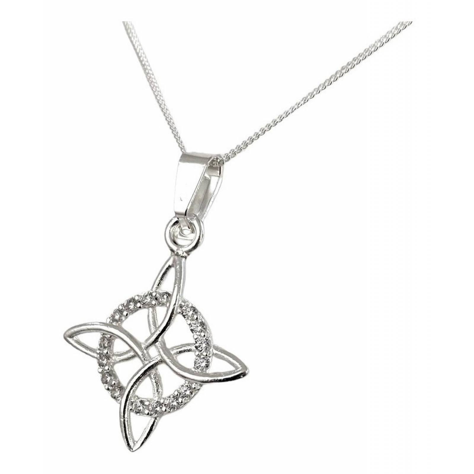 Dijes Nudo De Bruja En Plata Solida 925 + Cadena Plata 925 Blanco con Barbada 3.2 cm