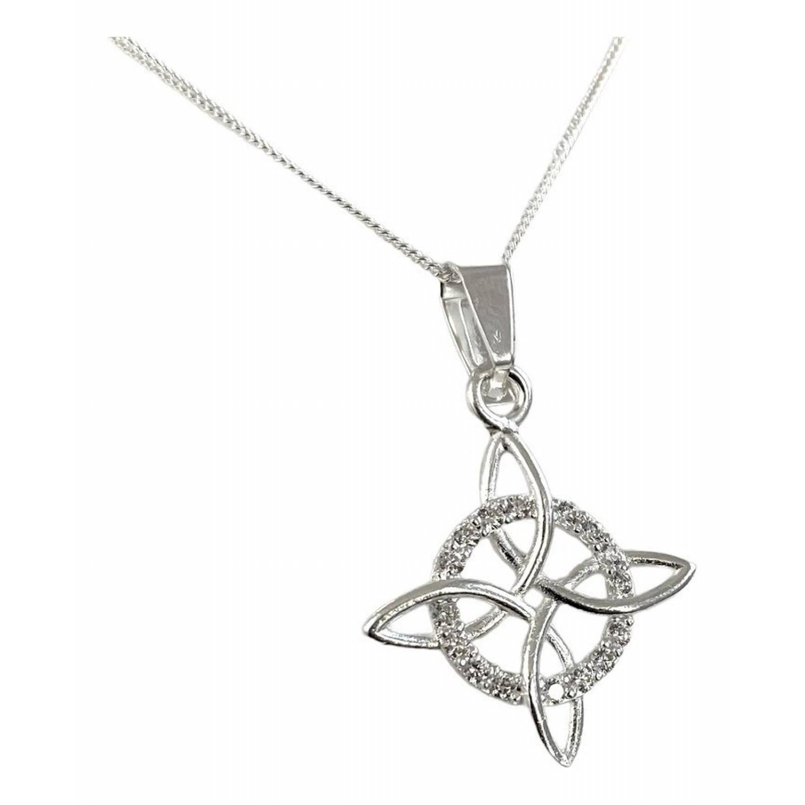 Dijes Nudo De Bruja En Plata Solida 925 + Cadena Plata 925 Blanco con Barbada 3.2 cm