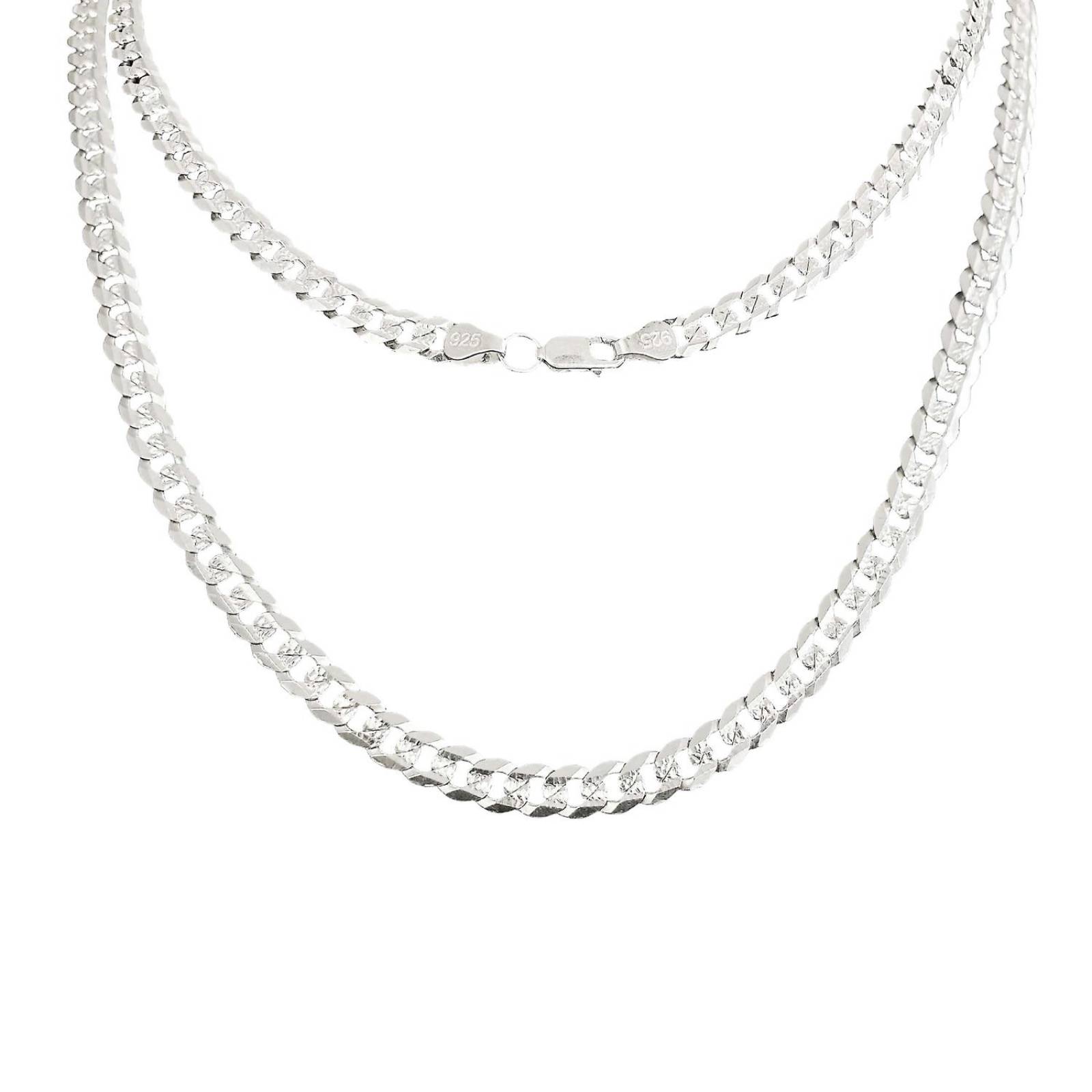 Cadena Cubana Gruesa Diamantada Plata 925 Hombre 60cm X 6mm Plateado Largo / Ancho 60 cm x 6 mm 60 cm x 6 mm