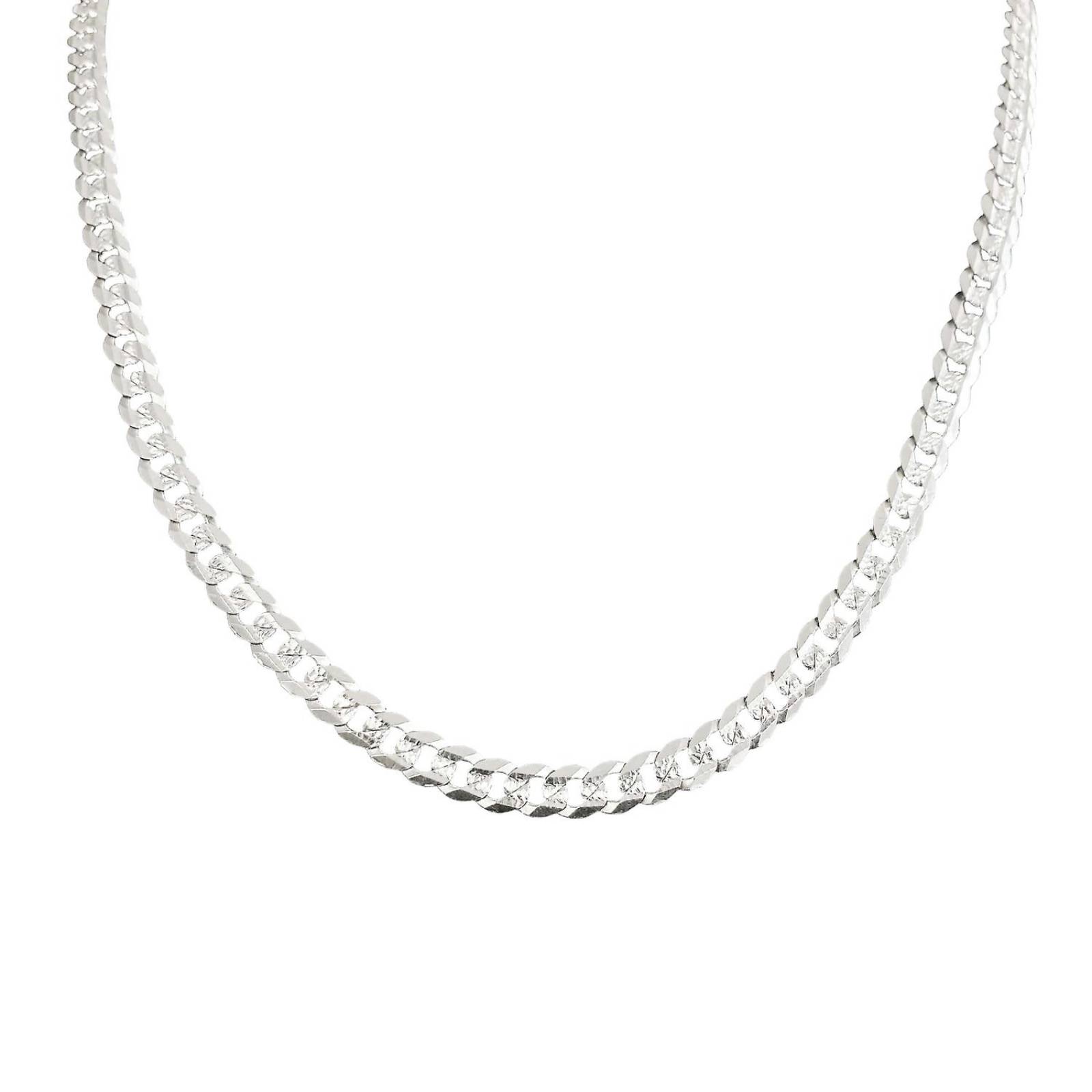 Cadena Cubana Gruesa Diamantada Plata 925 Hombre 60cm X 6mm Plateado Largo / Ancho 60 cm x 6 mm 60 cm x 6 mm