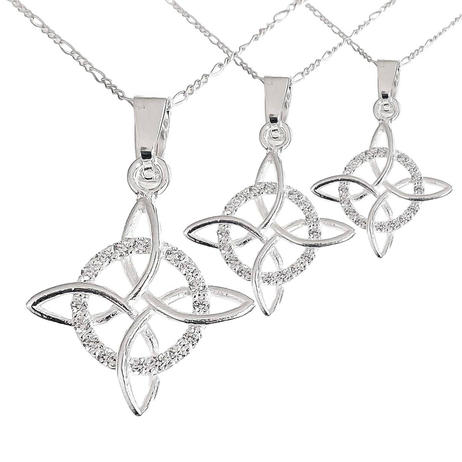 Pack 3 kits Nudo De Bruja Celta 925 + Cadena Plata Ley 925 3.3 cm x 2.3 cm Alto / Ancho 3.3 cm x 2.3 cm Blanco