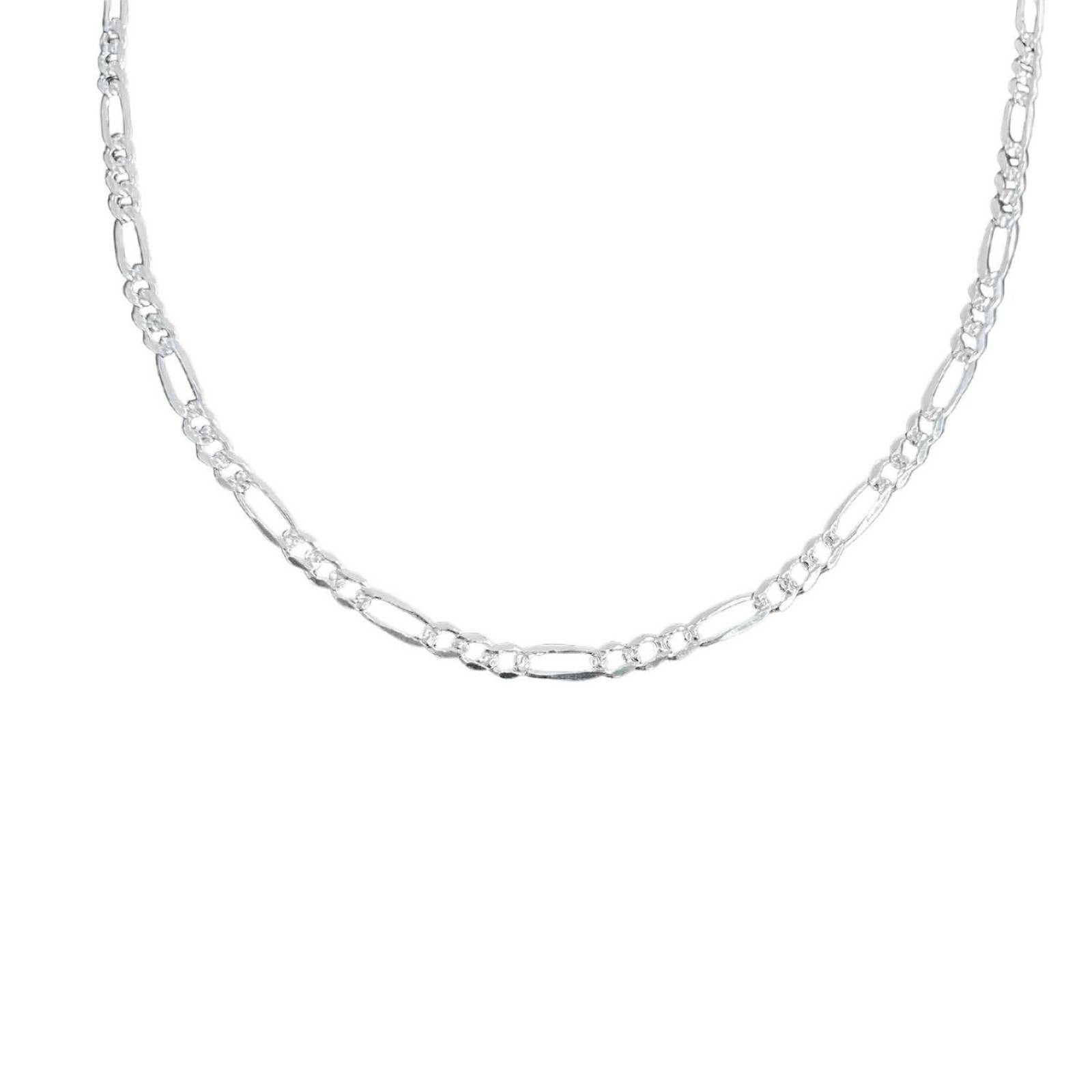 Cadena De Plata 925 Diamantada Hombre Fígaro 55 Cm X 4 Mm Plateado Largo Ancho 55 Cm X 4 Mm 7764