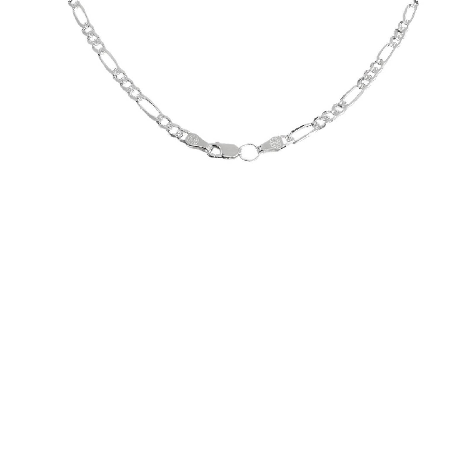 Cadena De Plata 925 Diamantada Hombre Fígaro 55 Cm X 4 Mm Plateado Largo / Ancho 55 cm x 4 mm