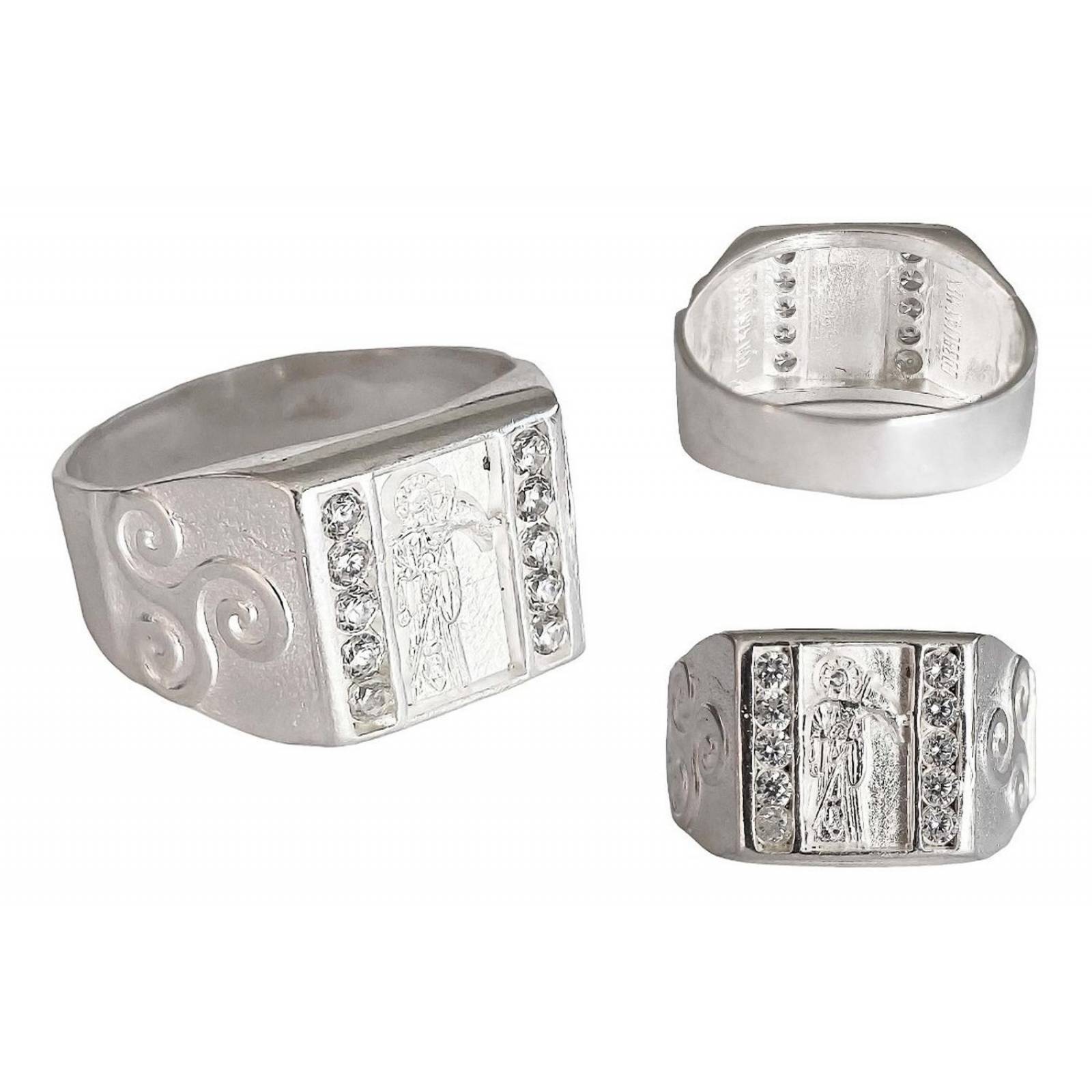 Anillo De Cuadro Santa Muerte Con Zirconias Plata Ley 925 Plateado 10