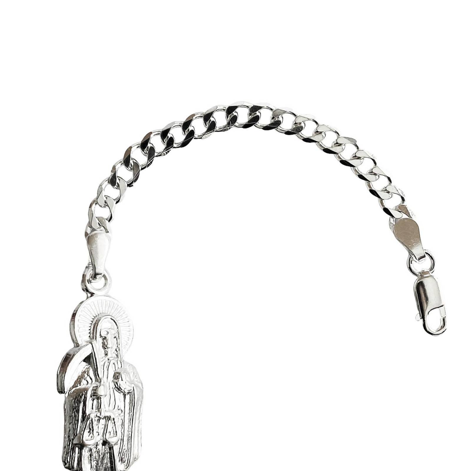 Pulsera Santa Muerte Lisa Esclava Plata Solida Ley 925 Barbada Largo/Ancho: 20 cm x 4 mm 6 cm - 20 cm