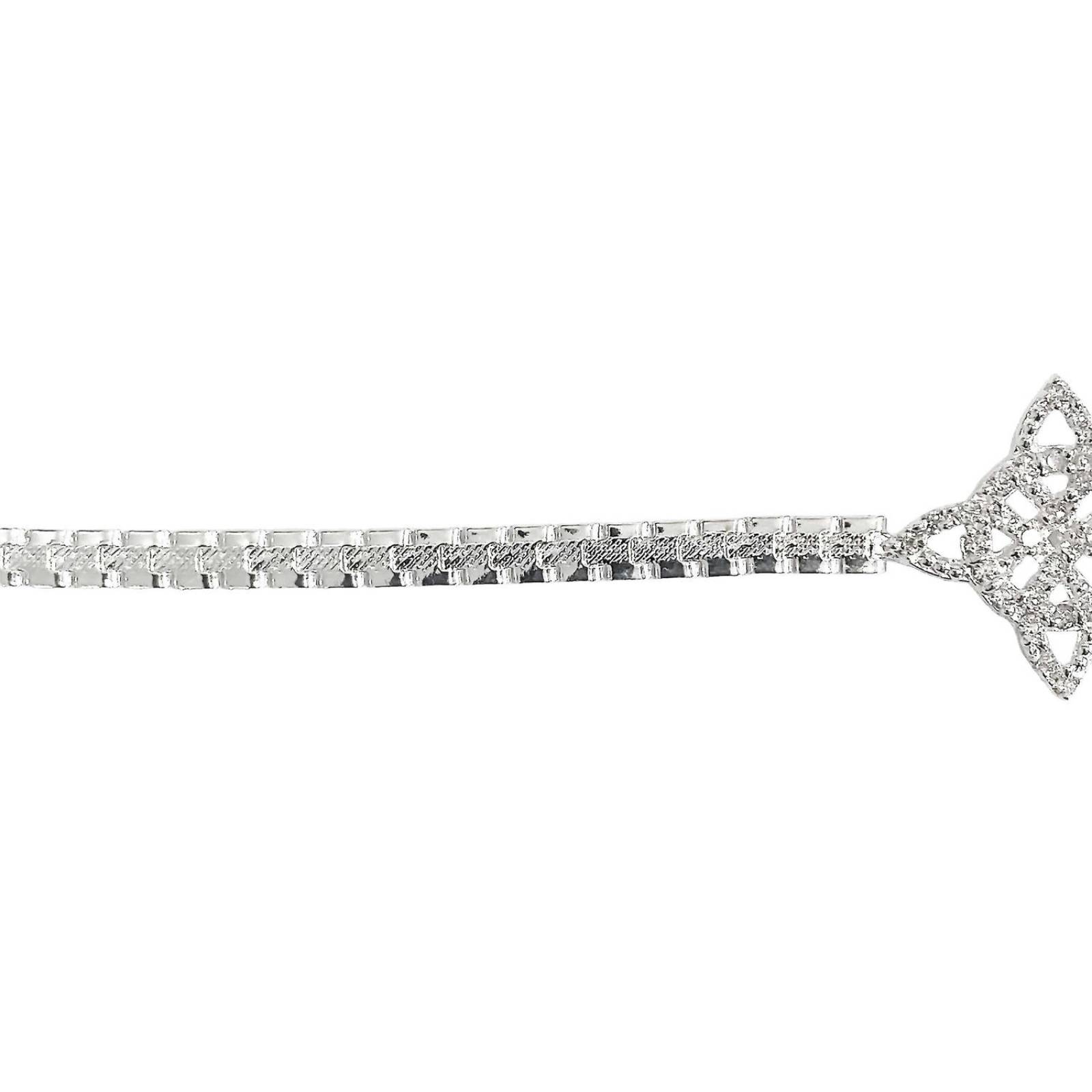 Pulsera Nudo De Bruja Diamantado Zirconias Plata 925 Plateado Largo / Ancho 20 cm x 4 mm 20 cm x 4 mm