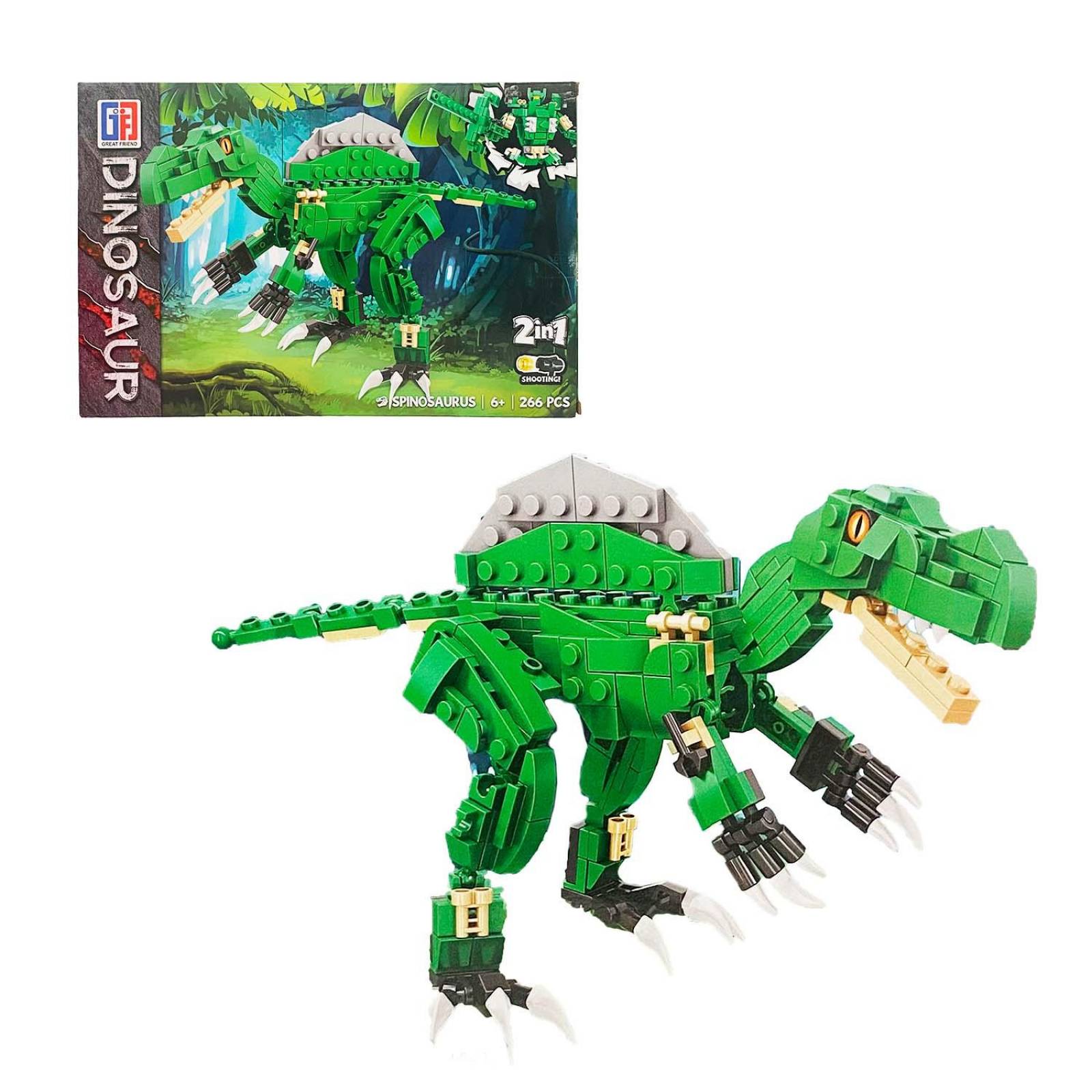 Juguete De +250 Bloques Para Armar Dinosaurio Transformer Verde oscuro 266 pcs
