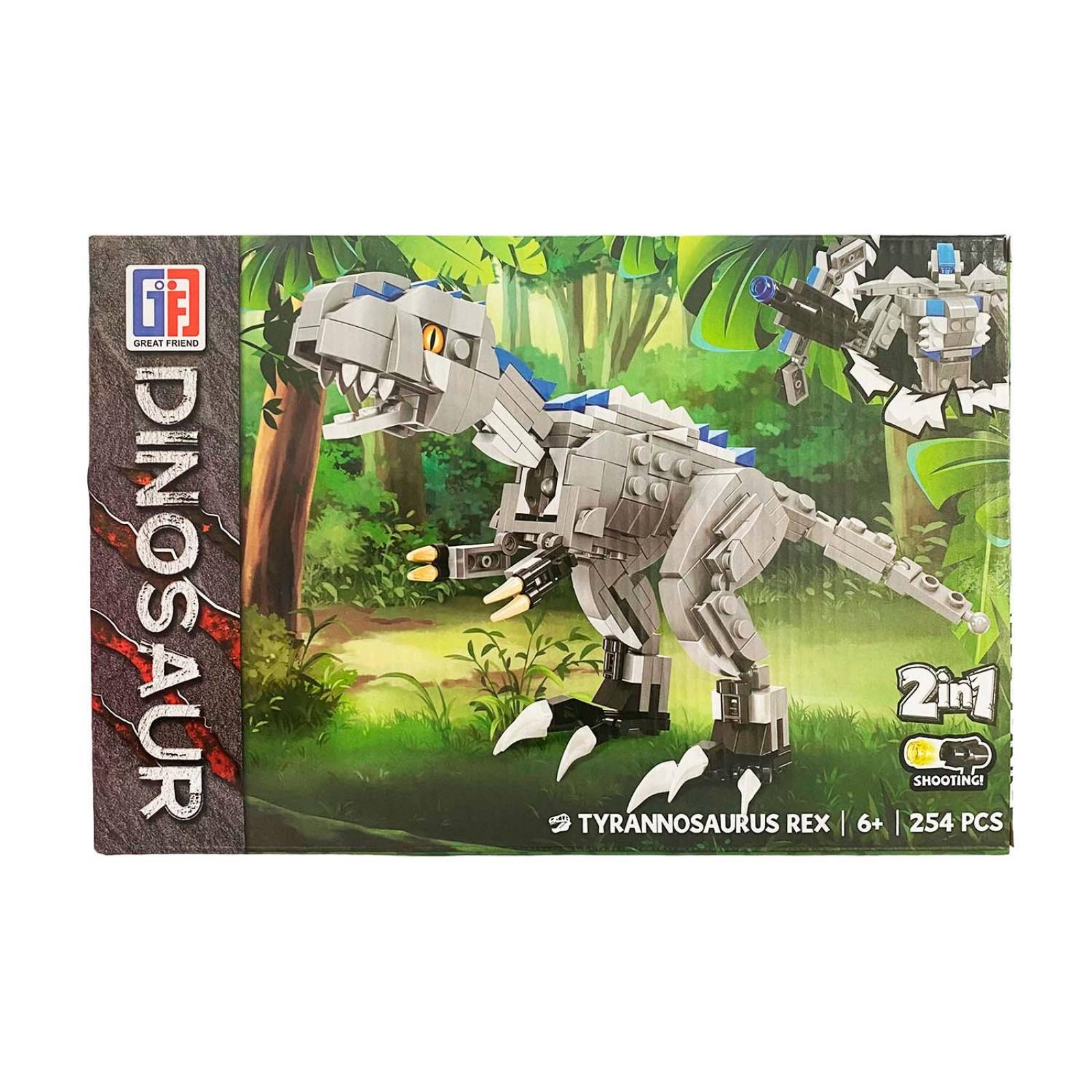 Juguete De +250 Bloques Para Armar Dinosaurio Transformer Gris 254 pcs