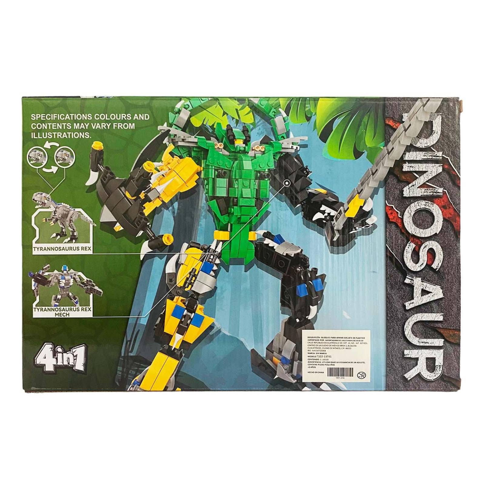 Juguete De +250 Bloques Para Armar Dinosaurio Transformer Gris 254 pcs