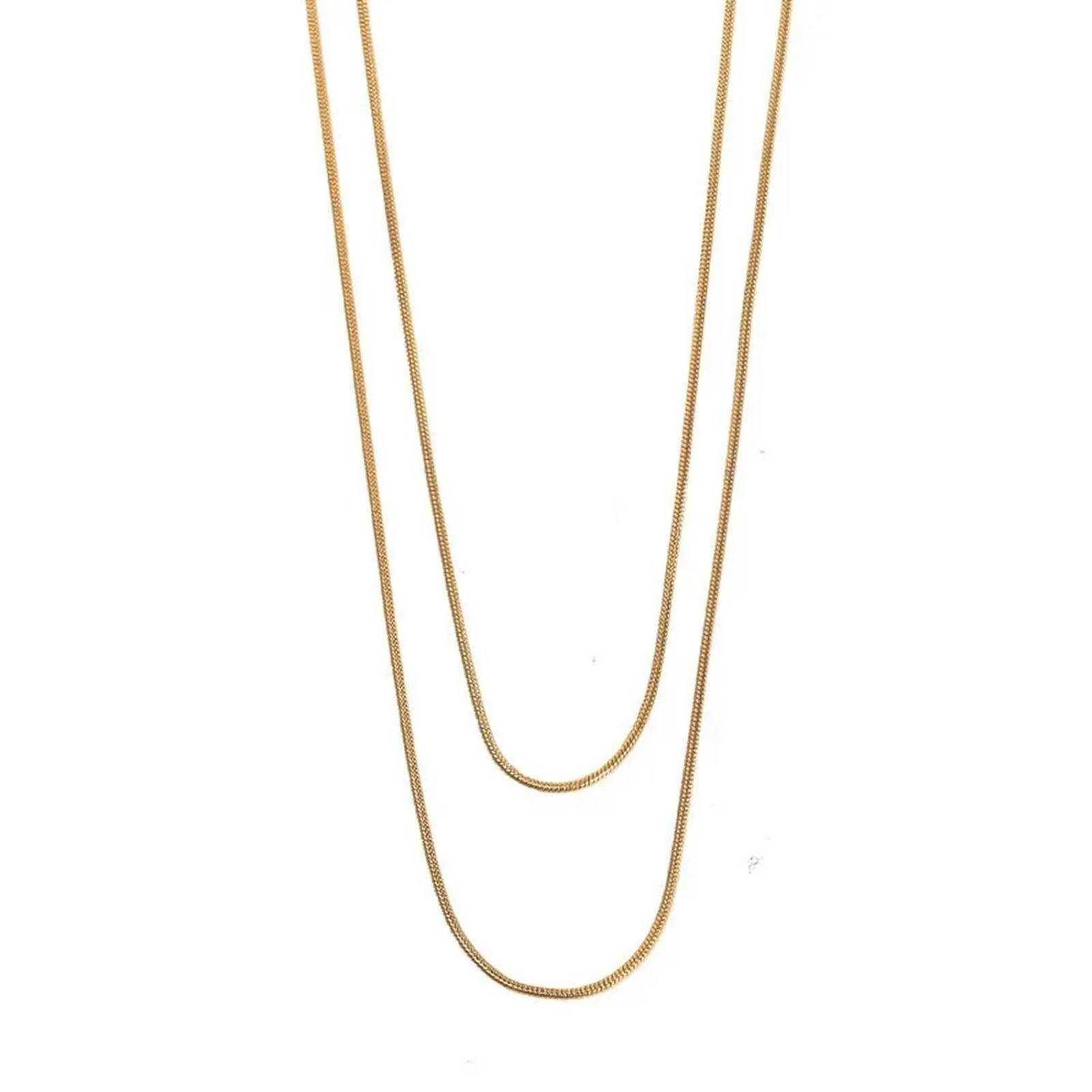 Cadena Collar Doble Panza De Vibora Acero Inoxidable Chapa Dorado Largo / Ancho 130 cm x 2 mm 130 cm x 2 mm