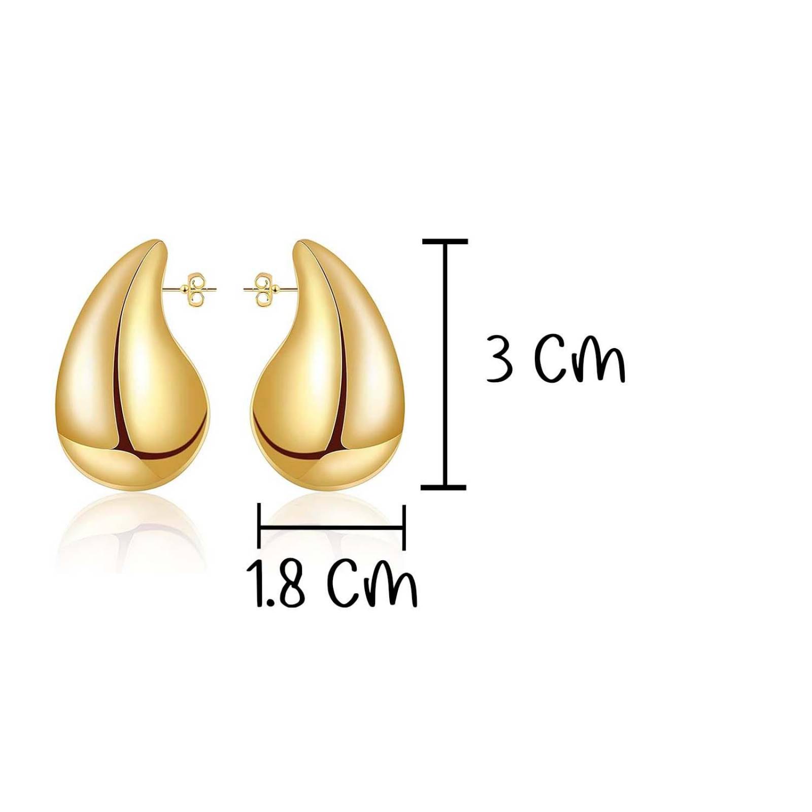 Arete Pendientes Grande Grueso Gota Agua Mujer Regalo 18k Dorado Alto / Ancho 3 cm x 1.8 cm 3 cm x 1.8 cm