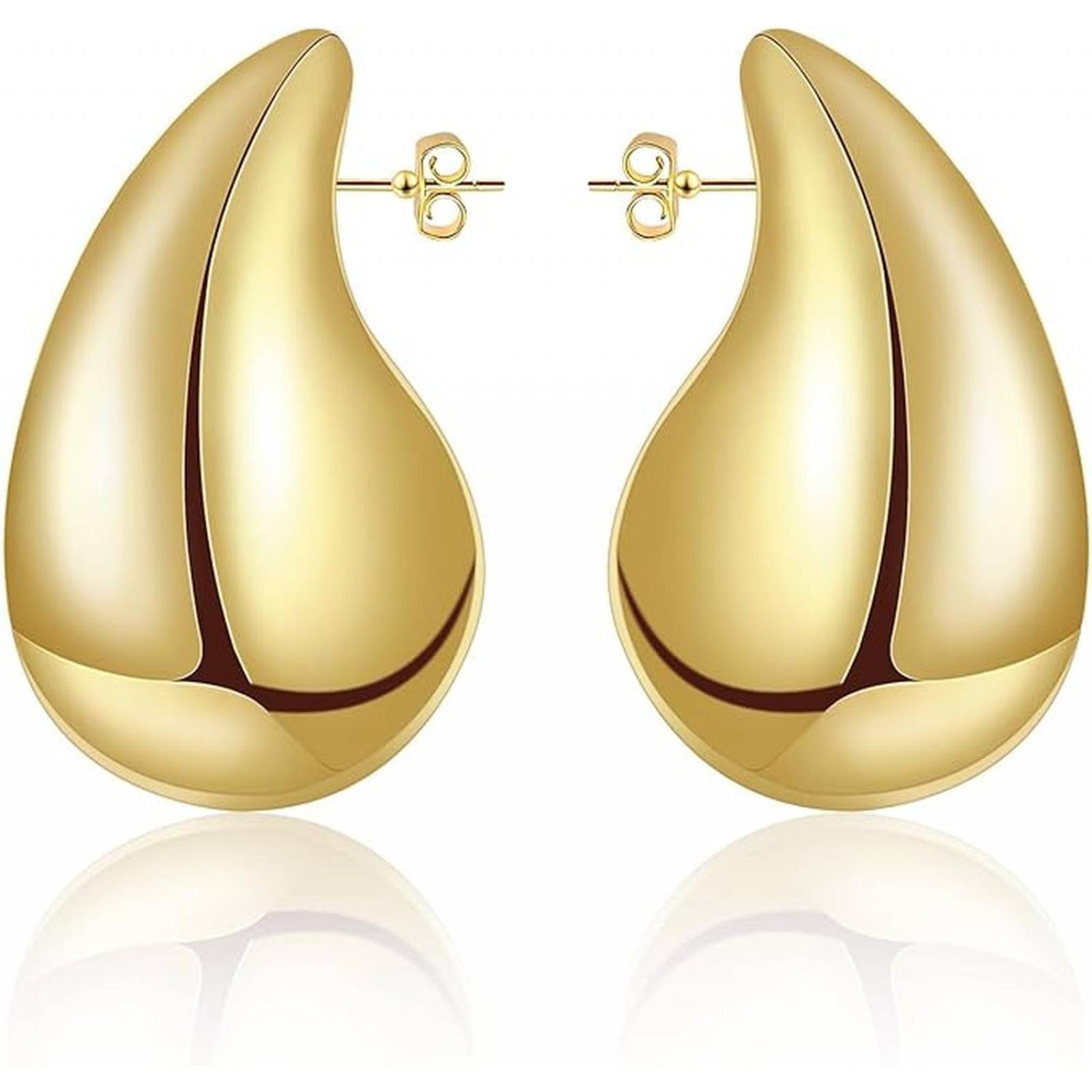 Arete Pendientes Grande Grueso Gota Agua Mujer Regalo 18k Dorado Alto / Ancho 3 cm x 1.8 cm 3 cm x 1.8 cm