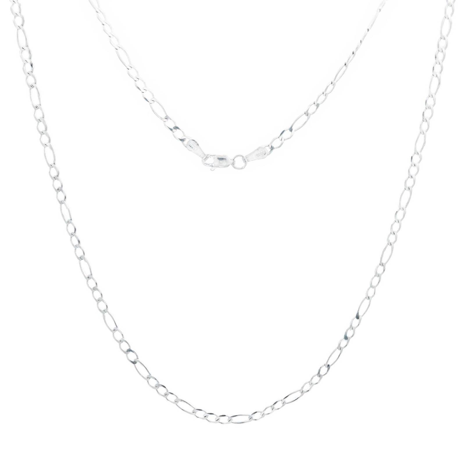Cadena De Plata 925 Hombre Mujer Fígaro 3x1 50 Cm X 4 Mm Plateado Largo/Ancho 50 cm x 4 mm
