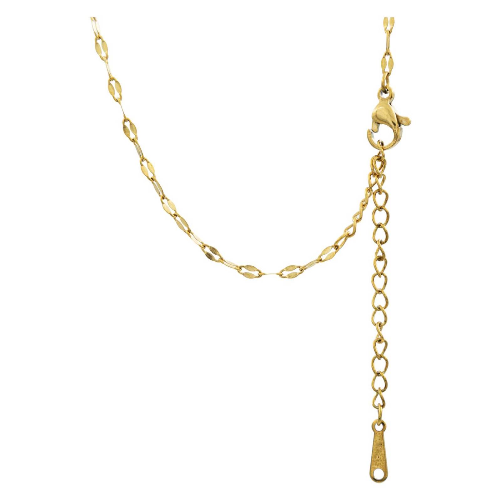 Cadena Ajustable Granito Café Labios Beso Acero Inoxidable Dorado Largo/Ancho 40 + 5 cm x 2 mm 40 + 5 cm x 2 mm