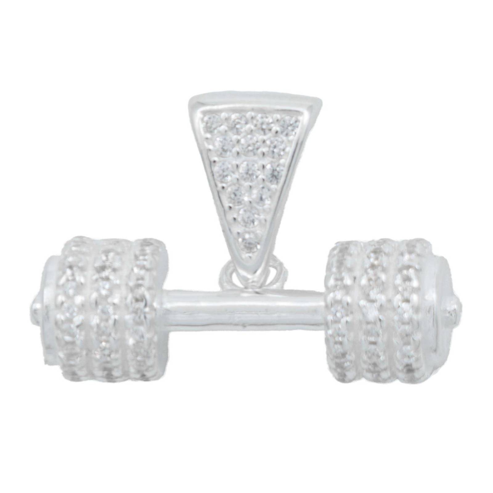 Collar Cadena Hombre Hiphop Pesas Mancuerna Gym Plata 925 Blanco Alto/Ancho 1.9 cm x 2.5 cm 1.9 cm x 2.5 cm