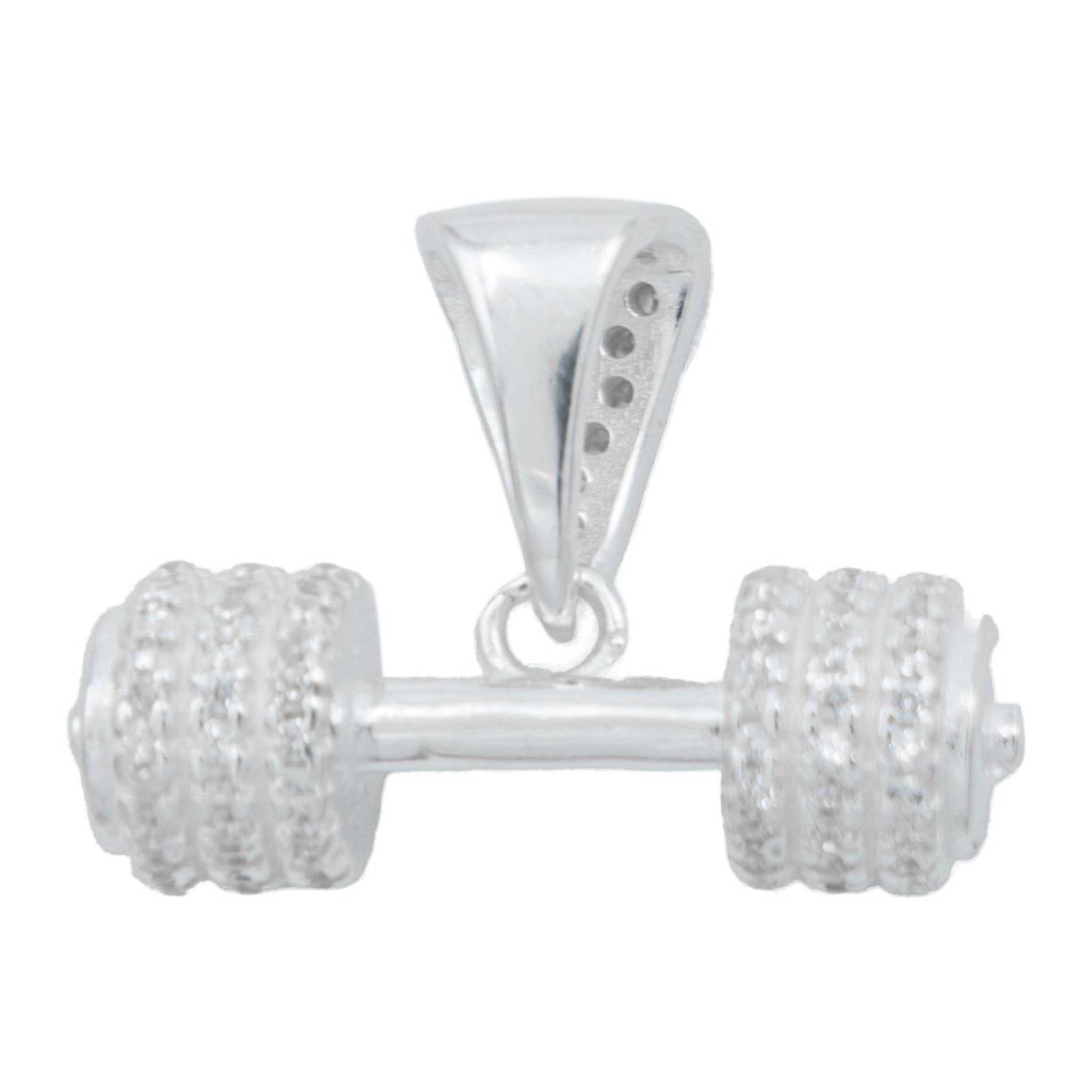 Collar Cadena Hombre Hiphop Pesas Mancuerna Gym Plata 925 Blanco Alto/Ancho 1.9 cm x 2.5 cm 1.9 cm x 2.5 cm