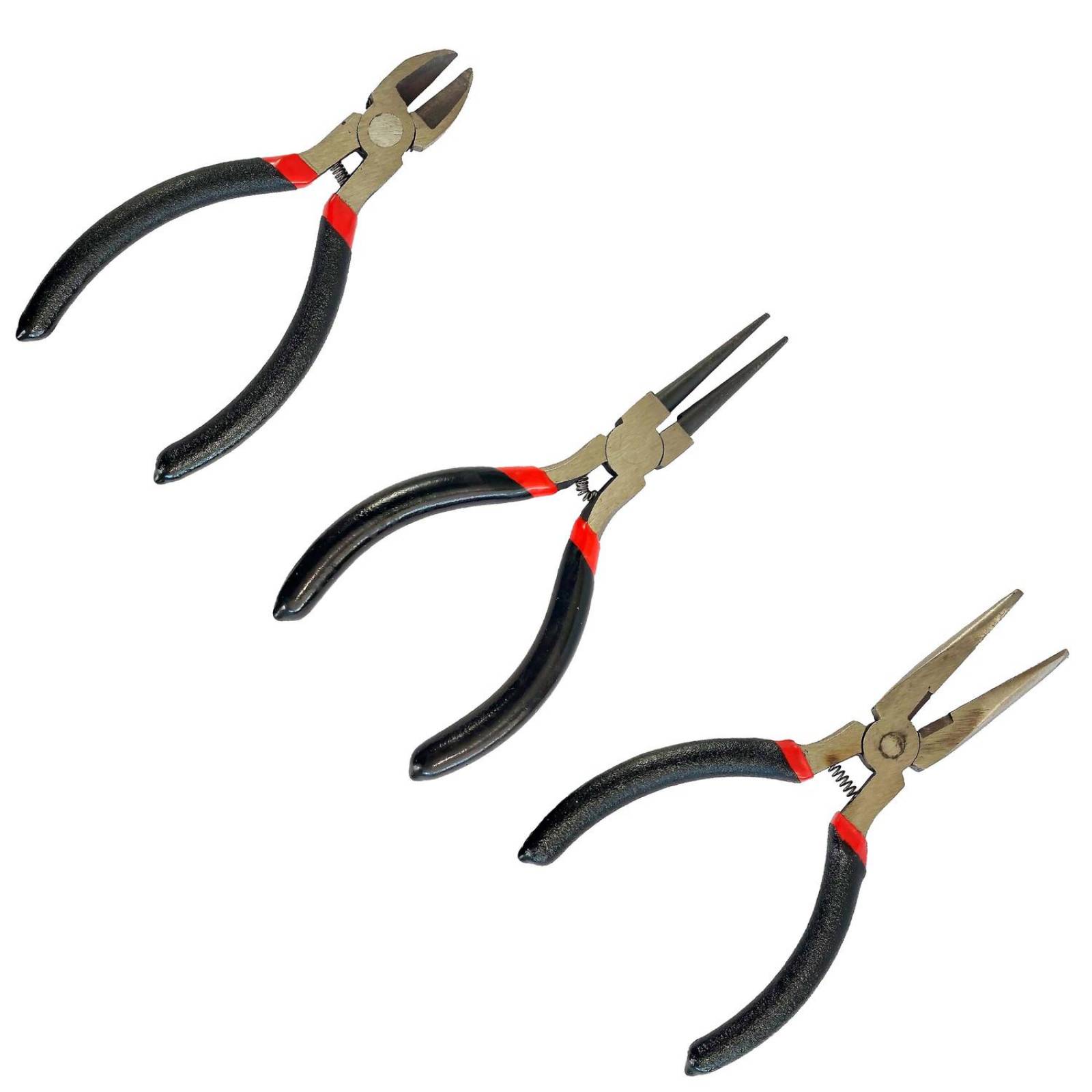 Pinzas Armado Bisutería Joyeria 3 pzs Corte Engarce Ajuste Negro 3 Piezas
