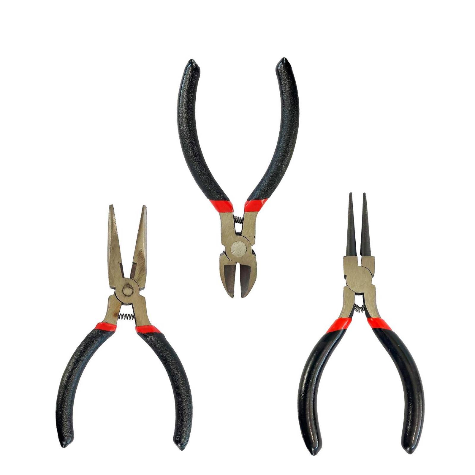 Pinzas Armado Bisutería Joyeria 3 pzs Corte Engarce Ajuste Negro 3 Piezas