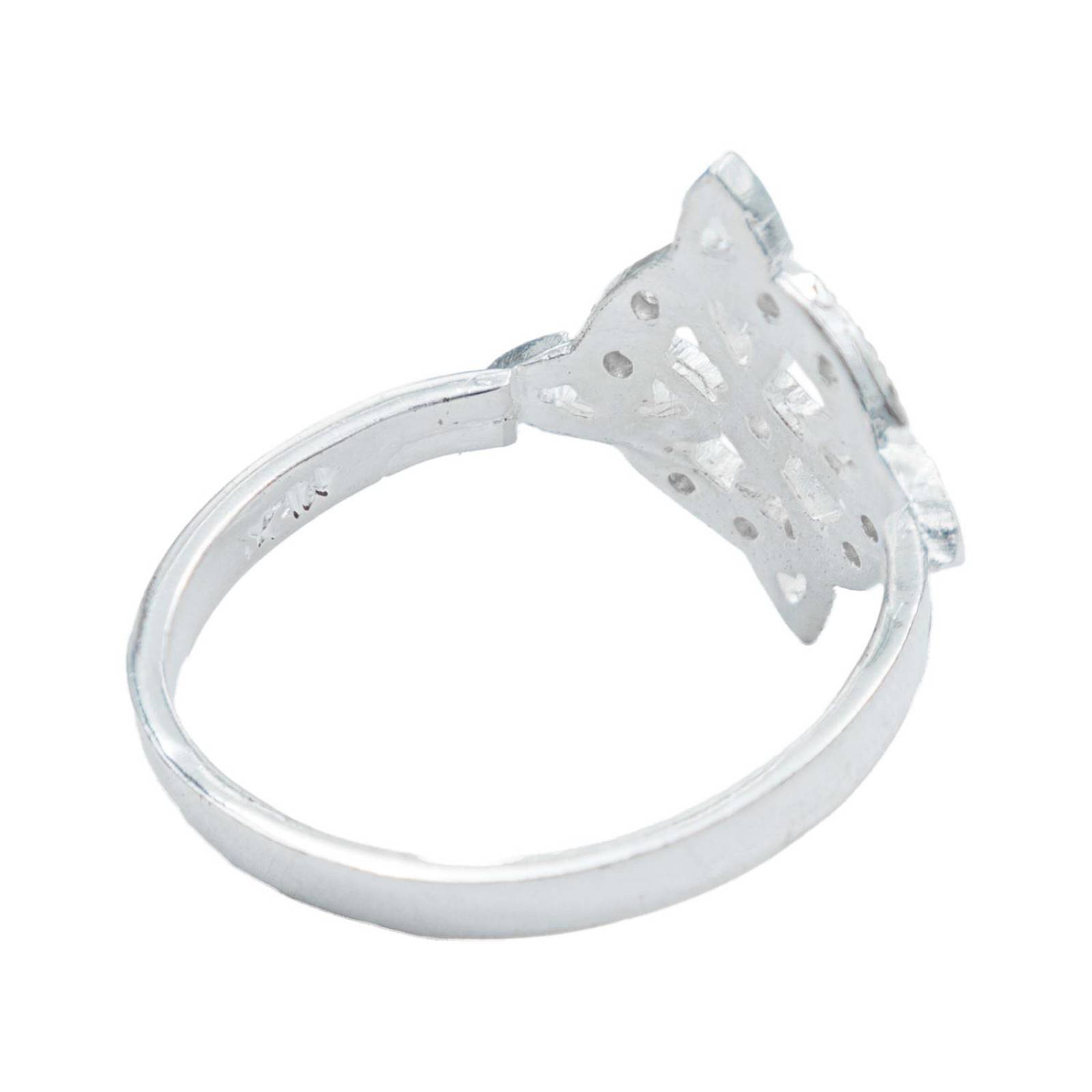 Anillo Diamantado Con Zirconias Nudo Bruja Celta Plata 925 Blanco 10