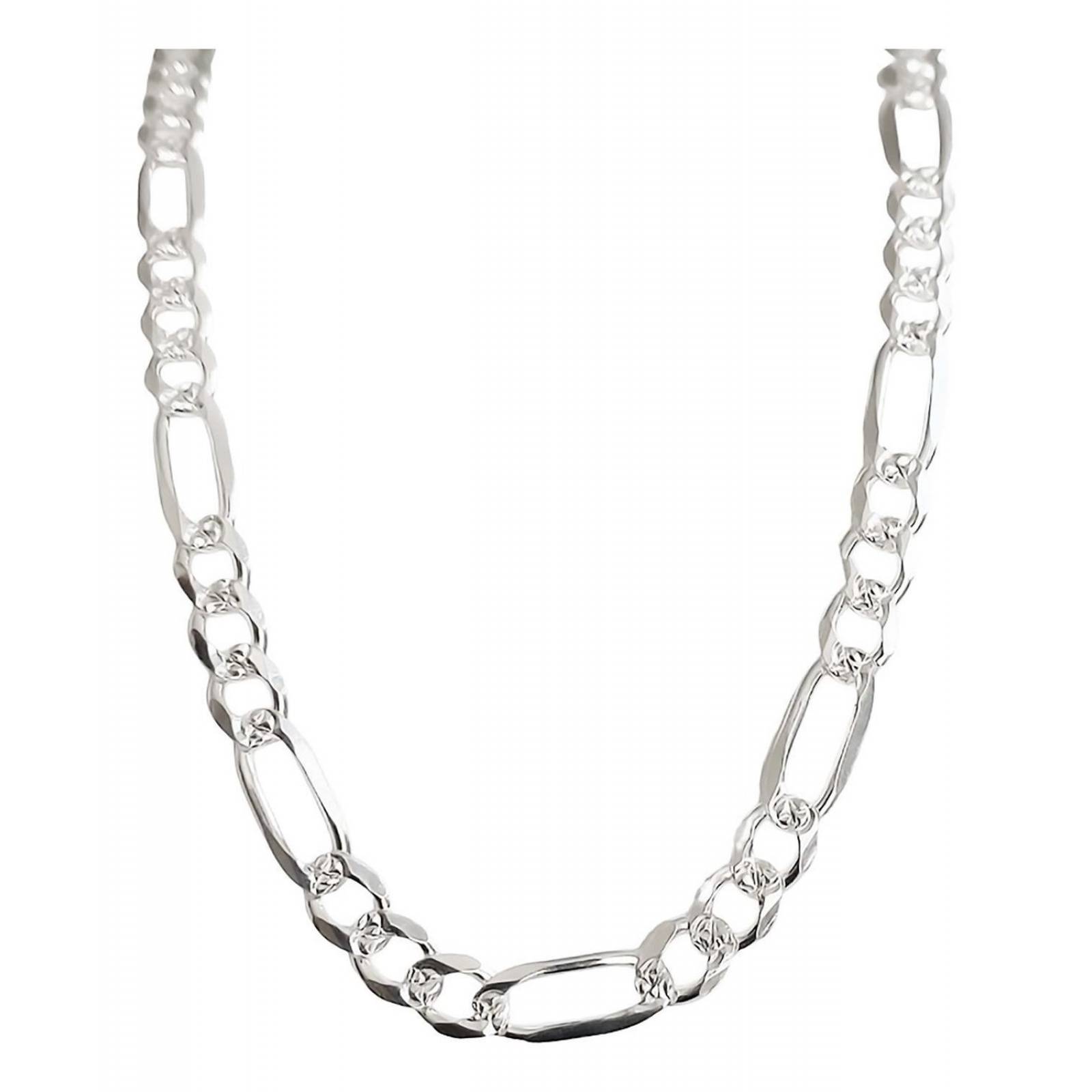 Cadena De Plata 925 Diamantada Hombre Fígaro 50 Cm X 6 Mm Plateado Largo/Ancho 50 cm x 6 mm