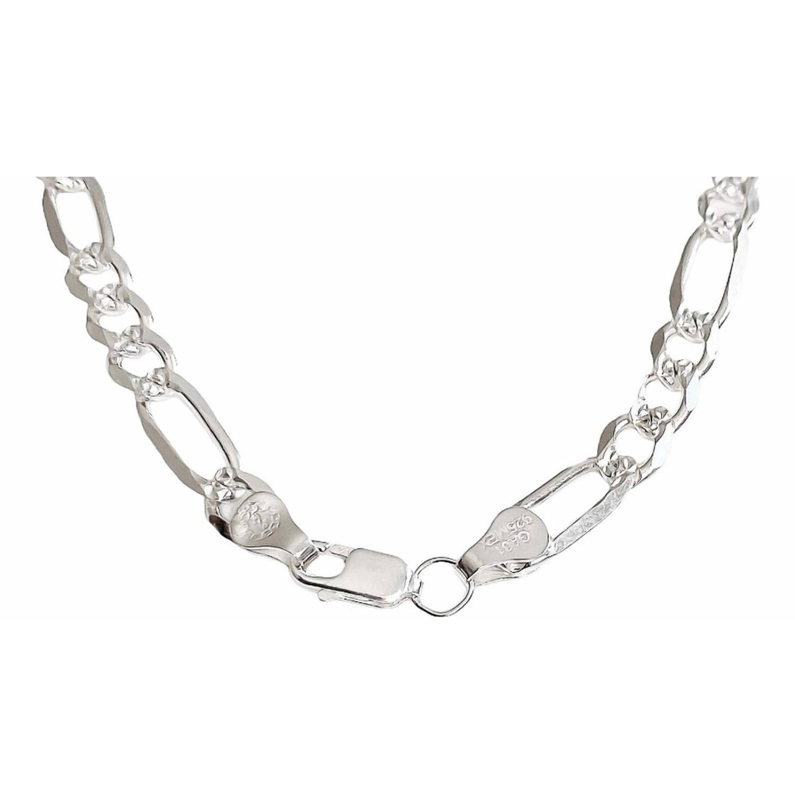 Cadena De Plata 925 Diamantada Hombre Fígaro 50 Cm X 6 Mm Plateado Largo/Ancho 50 cm x 6 mm