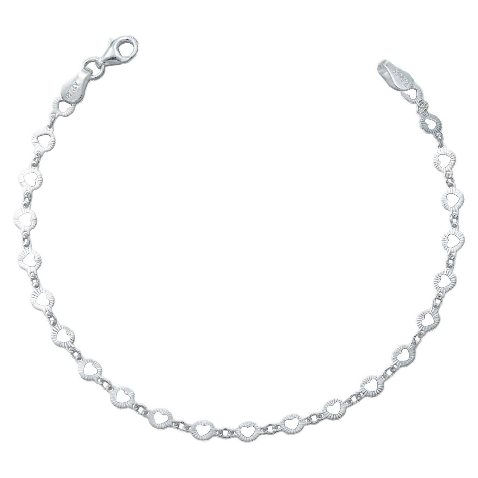 Pulsera Corazones Amor Regalo Mujer Plata Italiana 925 Plateado Largo/Ancho 18 cm x 5 mm 18 cm x 5 mm