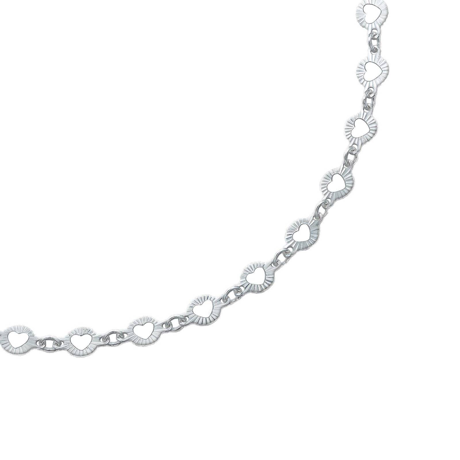 Pulsera Corazones Amor Regalo Mujer Plata Italiana 925 Plateado Largo/Ancho 18 cm x 5 mm 18 cm x 5 mm