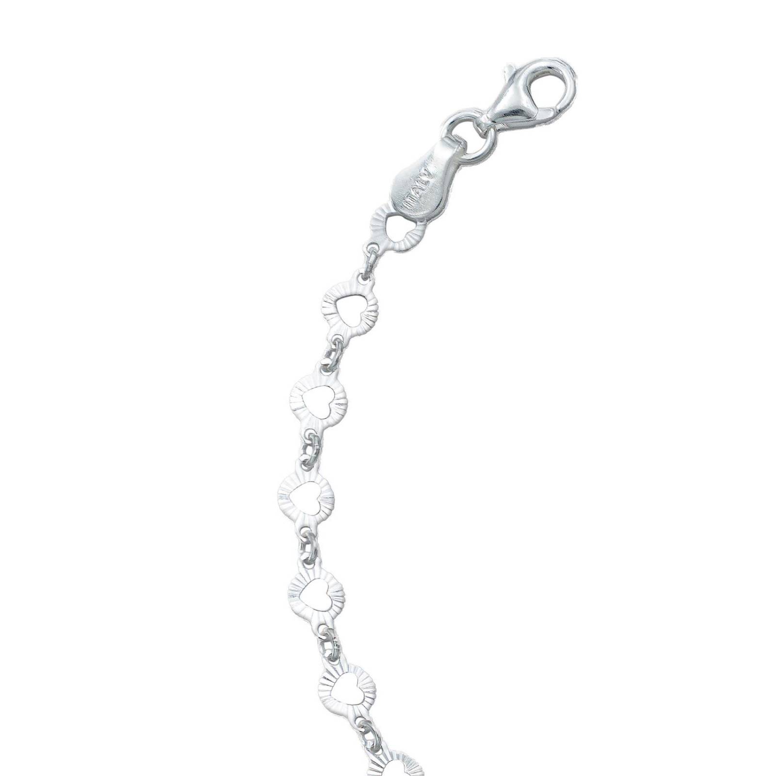 Pulsera Corazones Amor Regalo Mujer Plata Italiana 925 Plateado Largo/Ancho 18 cm x 5 mm 18 cm x 5 mm
