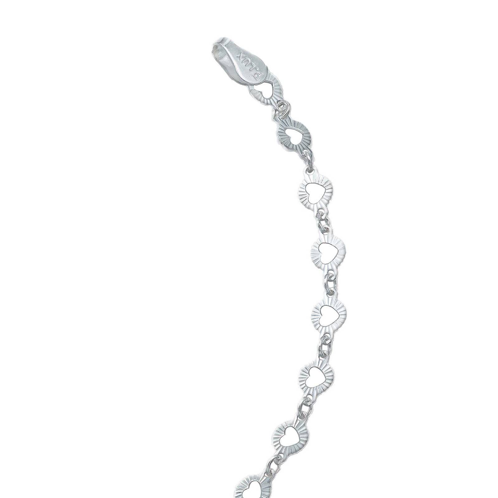 Pulsera Corazones Amor Regalo Mujer Plata Italiana 925 Plateado Largo/Ancho 18 cm x 5 mm 18 cm x 5 mm