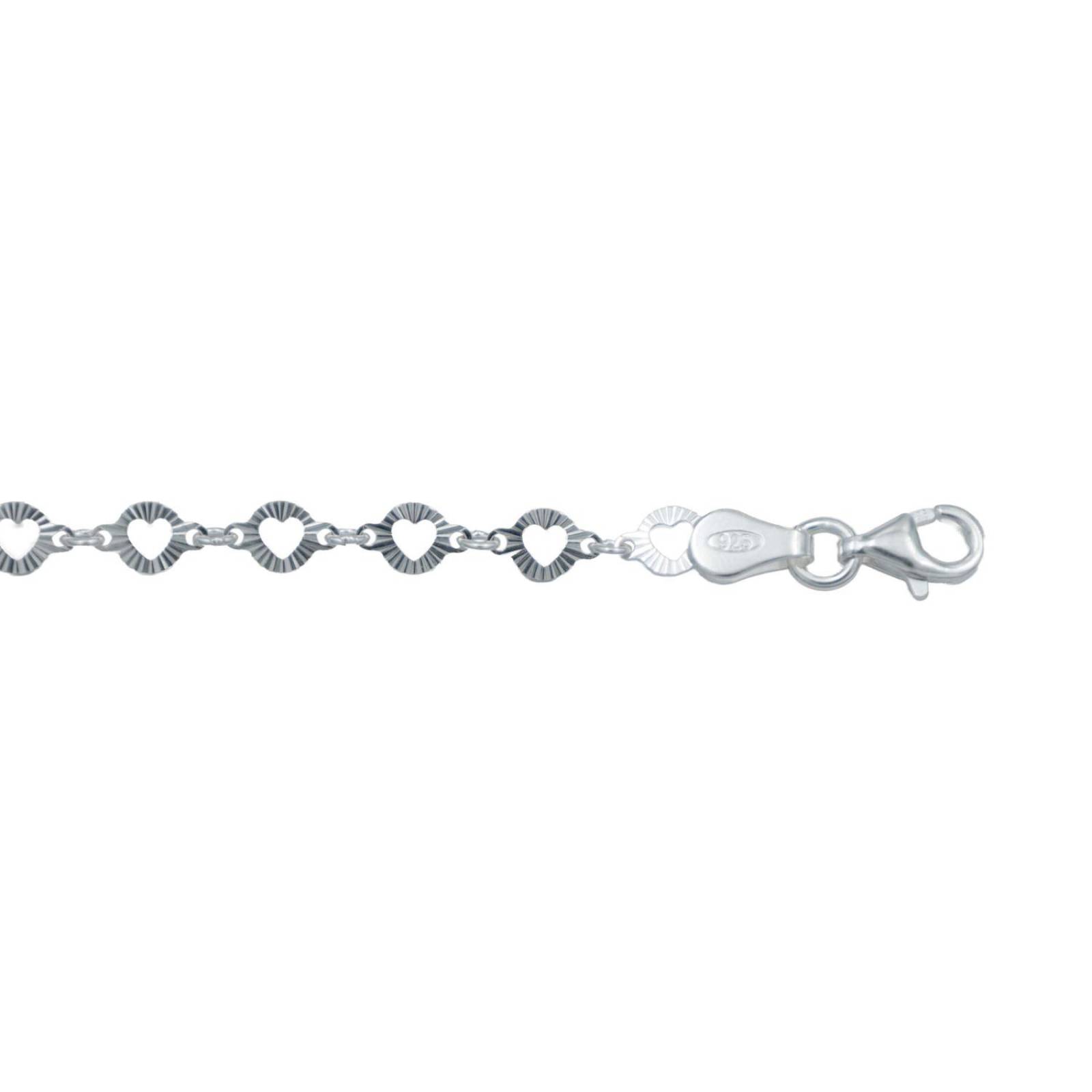 Pulsera Corazones Amor Regalo Mujer Plata Italiana 925 Plateado Largo/Ancho 18 cm x 5 mm 18 cm x 5 mm