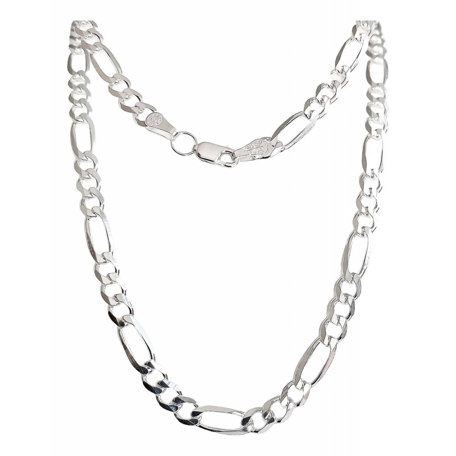 Cadena Gruesa De Plata 925 Hombre Fígaro 3x1 60 Cm X 6 Mm Plateado Largo/Ancho 60 cm x 6 mm