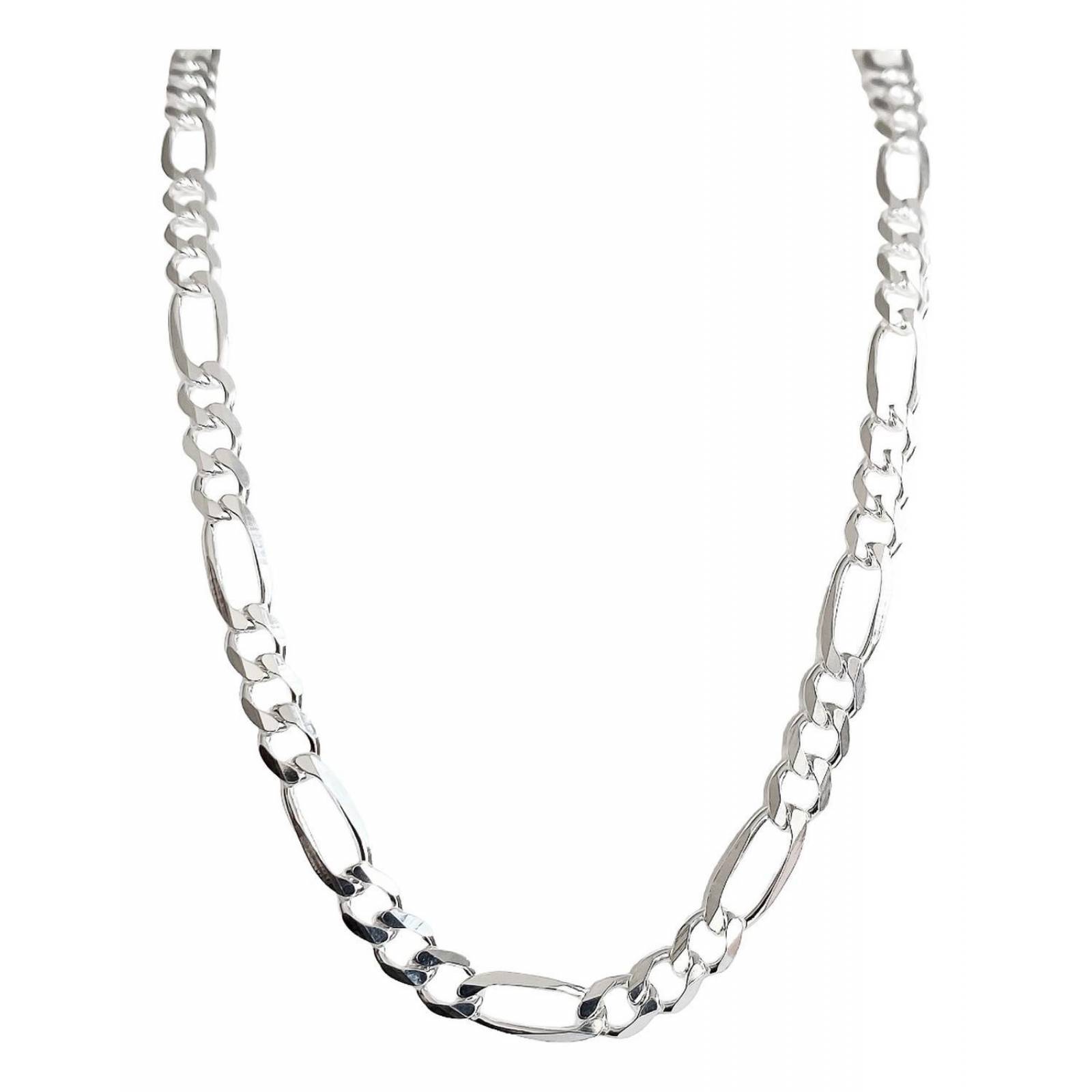 Cadena Gruesa De Plata 925 Hombre Fígaro 3x1 60 Cm X 6 Mm Plateado Largo/Ancho 60 cm x 6 mm