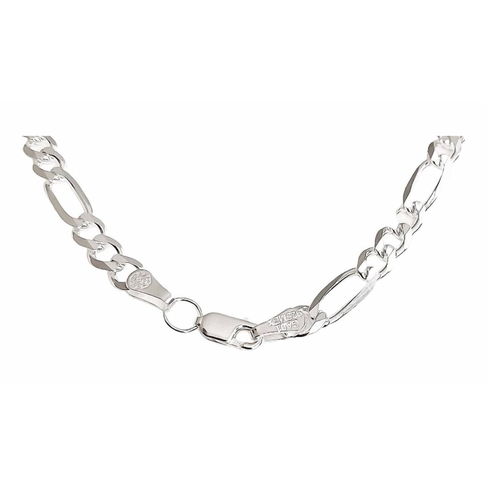 Cadena Gruesa De Plata 925 Hombre Fígaro 3x1 60 Cm X 6 Mm Plateado Largo/Ancho 60 cm x 6 mm