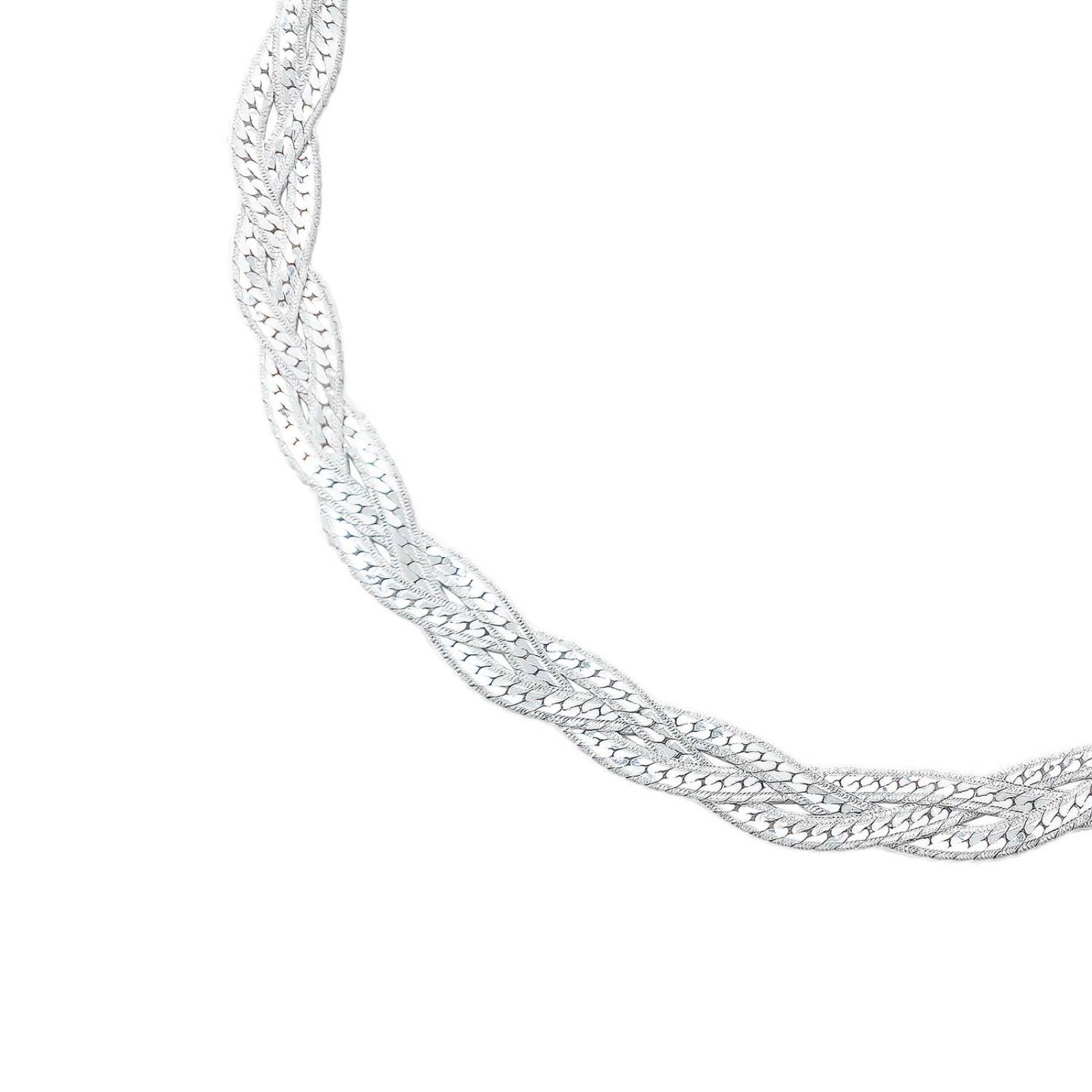 Pulsera Trenzada Diamantada Regalo Mujer Plata Italiana 925 Plateado Largo/Ancho 19 cm x 5 mm 19 cm x 5 mm