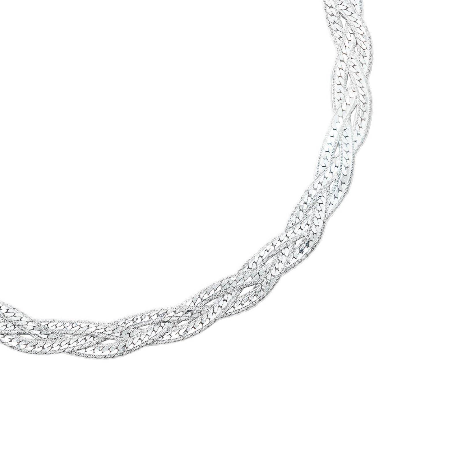 Pulsera Trenzada Diamantada Regalo Mujer Plata Italiana 925 Plateado Largo/Ancho 19.5 cm x 5 mm 19.5 cm x 5 mm