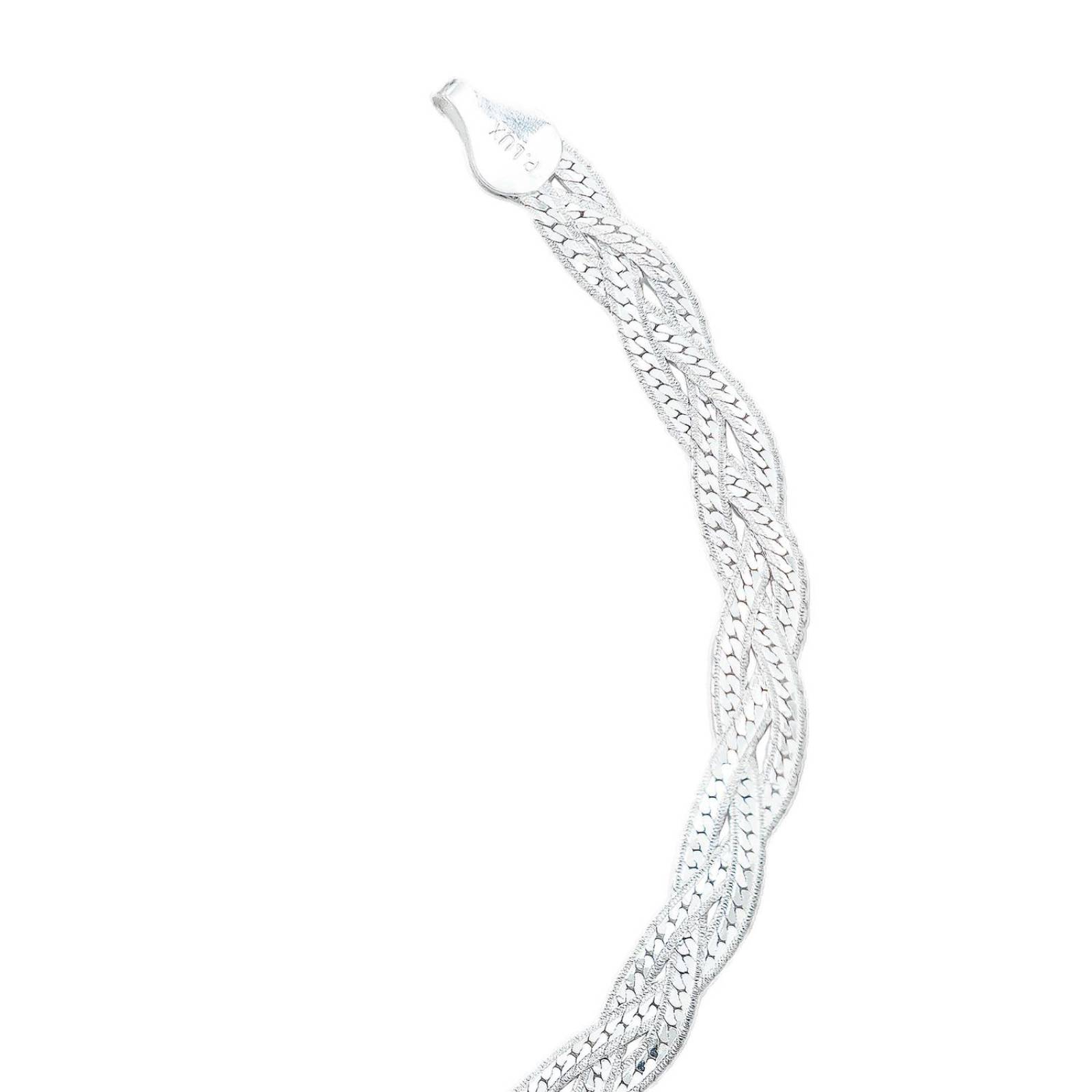 Pulsera Trenzada Diamantada Regalo Mujer Plata Italiana 925 Plateado Largo/Ancho 19.5 cm x 5 mm 19.5 cm x 5 mm