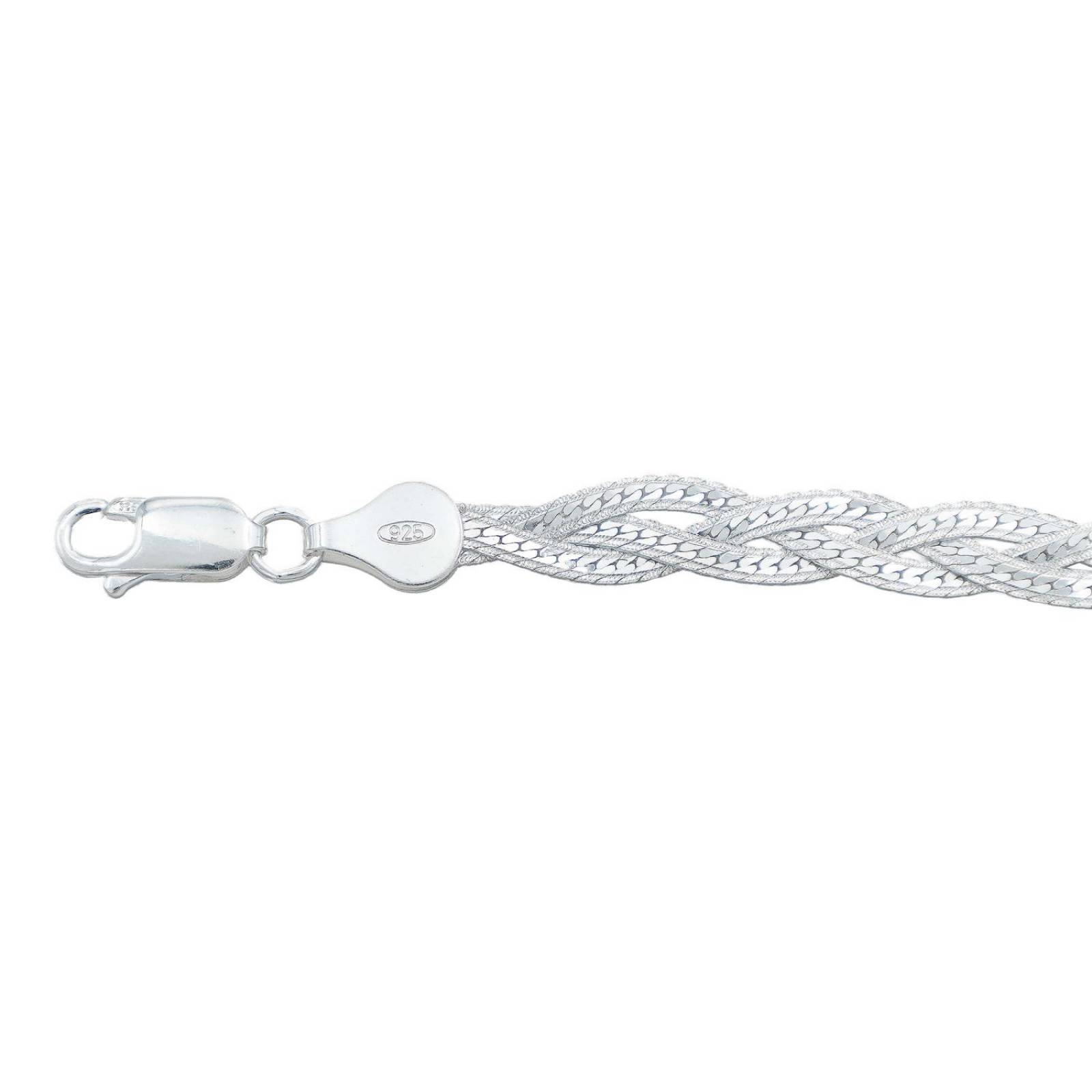 Pulsera Trenzada Diamantada Regalo Mujer Plata Italiana 925 Plateado Largo/Ancho 19.5 cm x 5 mm 19.5 cm x 5 mm