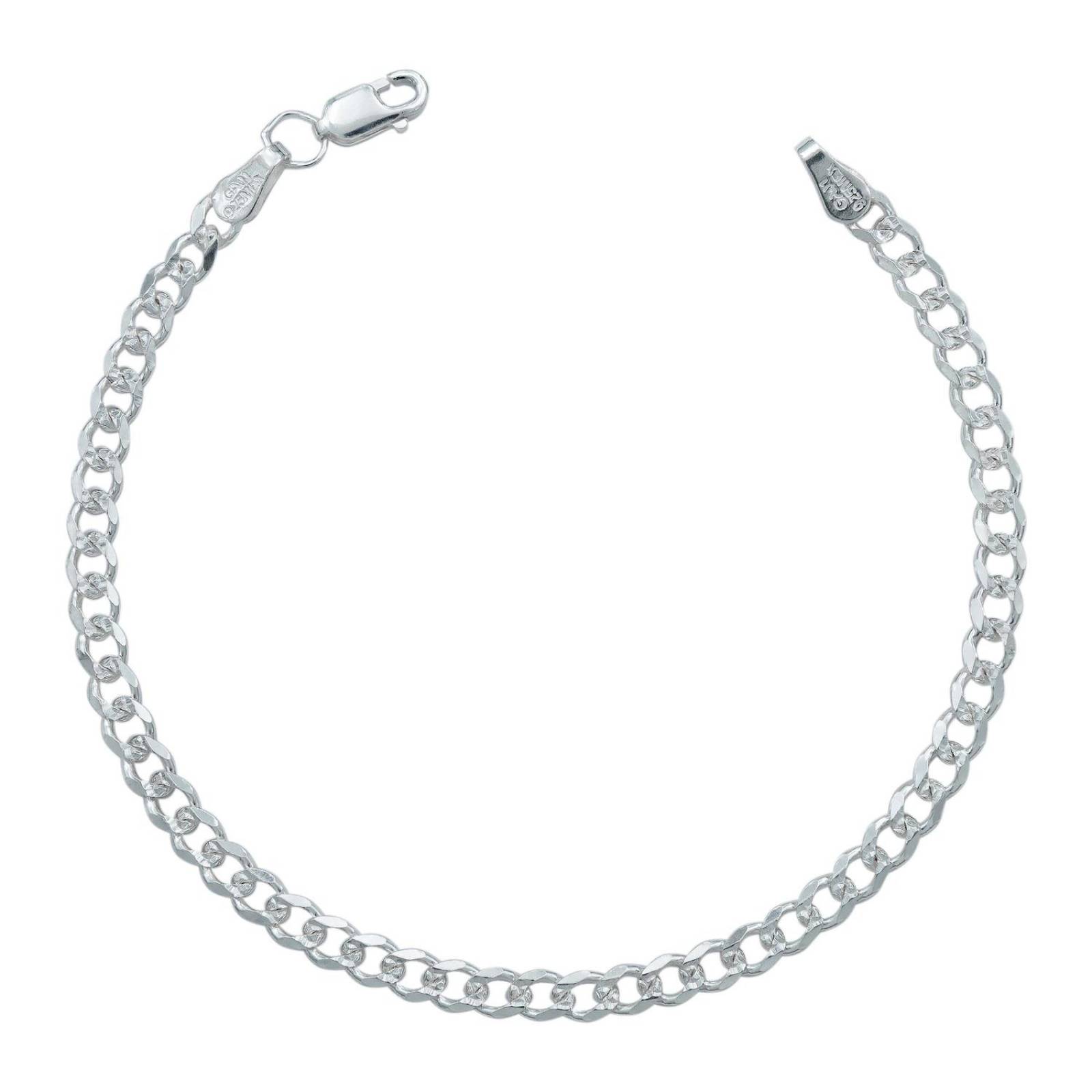 Esclava Pulsera Unisex Cubana Diamantada Plata 925 4 Mm Plateado Largo/Ancho 20 cm x 4 mm 20 cm x 4 mm