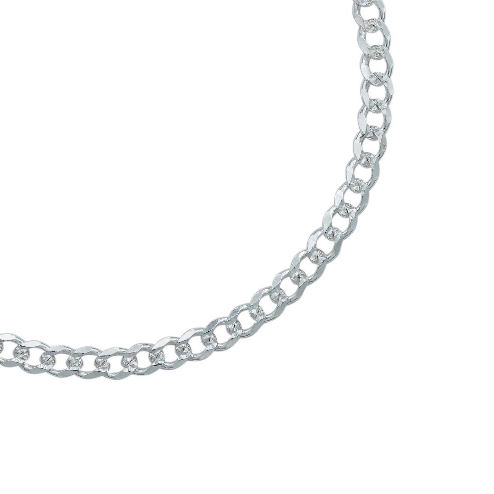 Esclava Pulsera Unisex Cubana Diamantada Plata 925 4 Mm Plateado Largo/Ancho 20 cm x 4 mm 20 cm x 4 mm