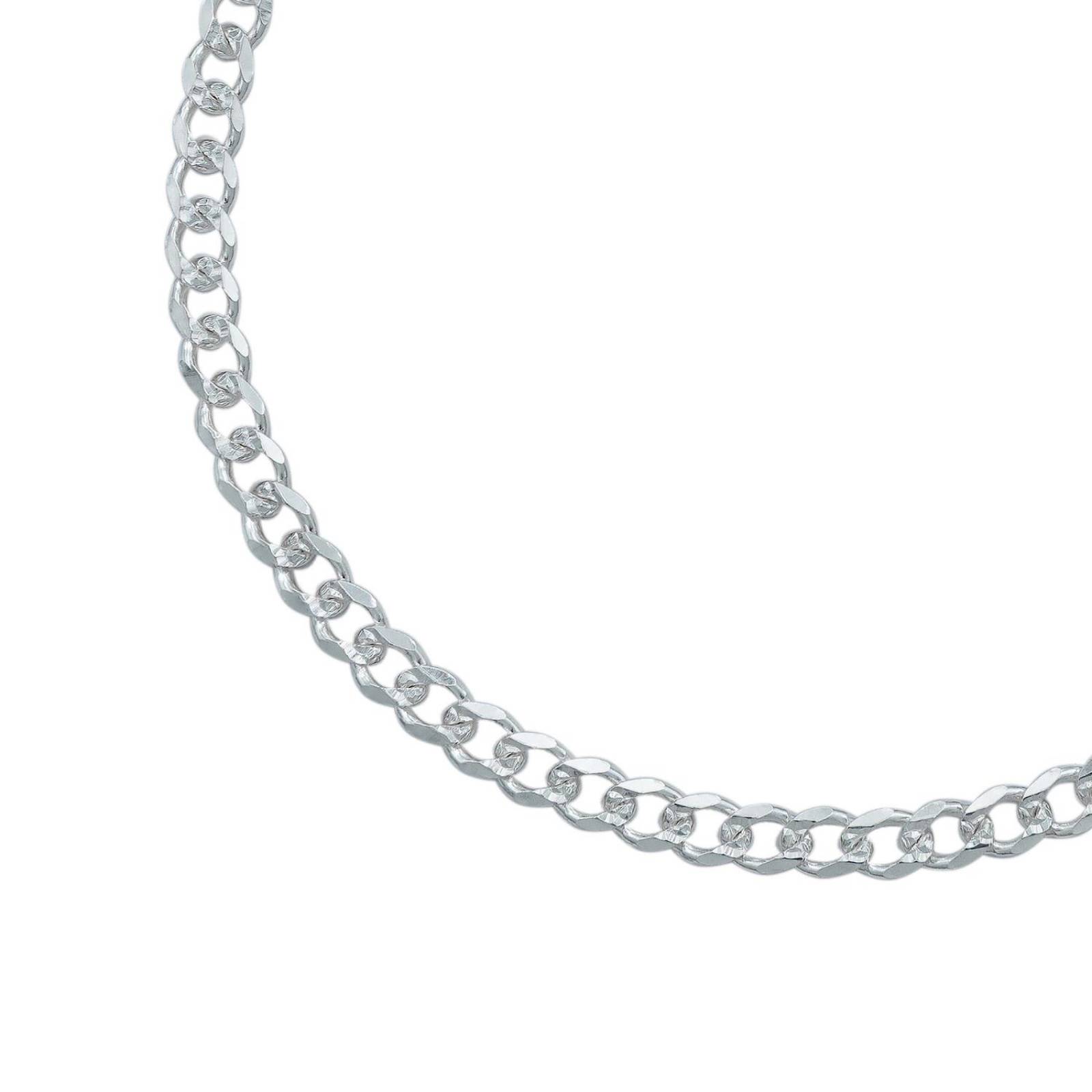 Esclava Pulsera Unisex Cubana Diamantada Plata 925 4 Mm Plateado Largo/Ancho 20 cm x 4 mm 20 cm x 4 mm