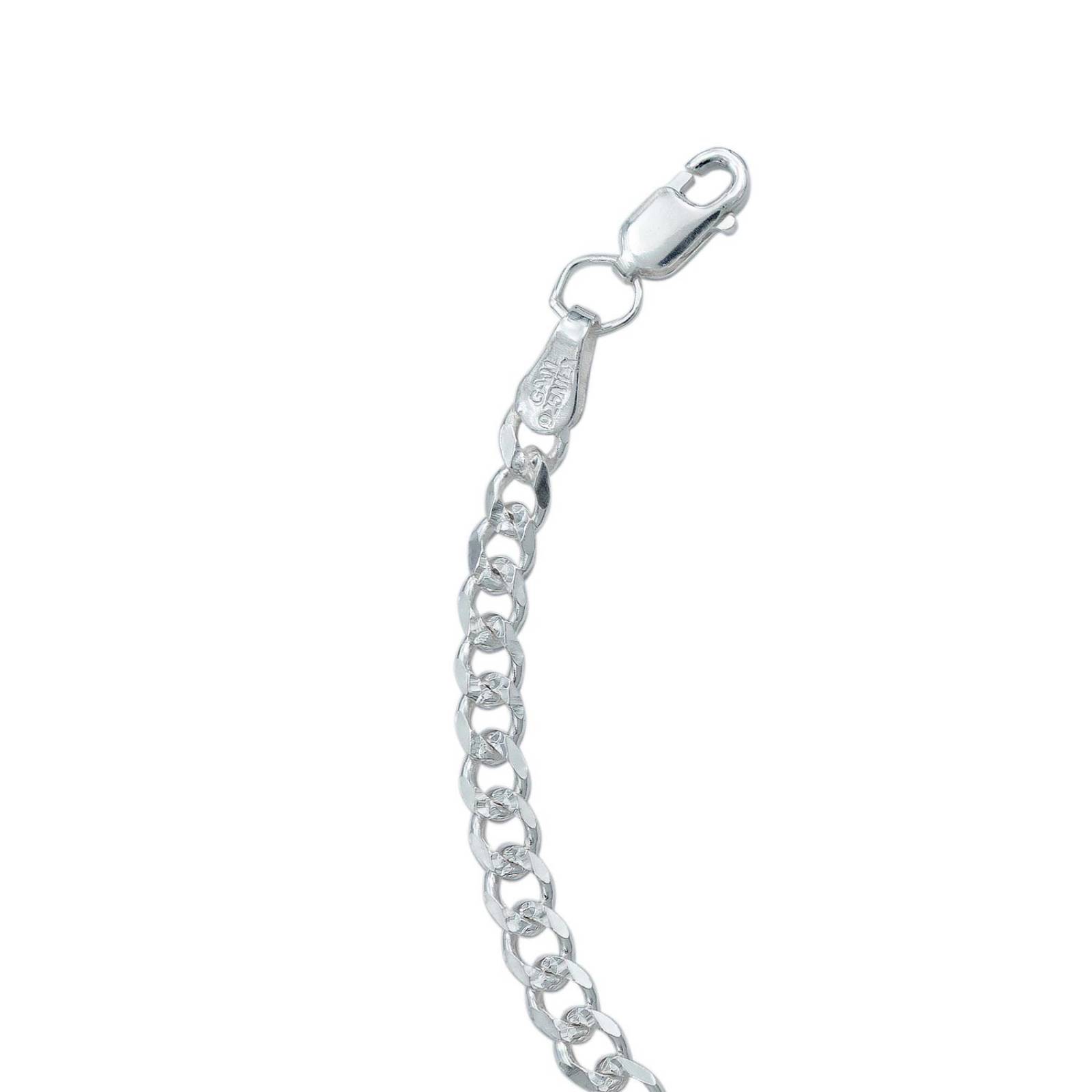Esclava Pulsera Unisex Cubana Diamantada Plata 925 4 Mm Plateado Largo/Ancho 20 cm x 4 mm 20 cm x 4 mm