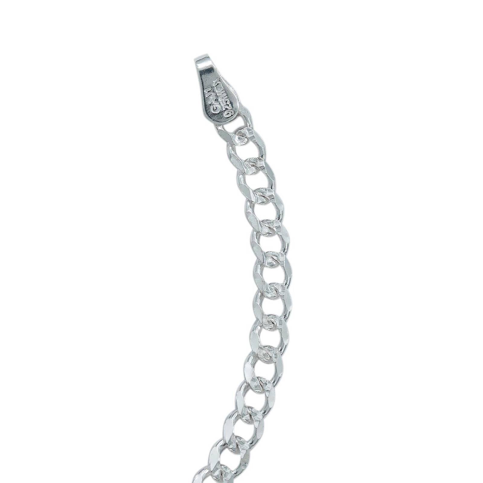 Esclava Pulsera Unisex Cubana Diamantada Plata 925 4 Mm Plateado Largo/Ancho 20 cm x 4 mm 20 cm x 4 mm